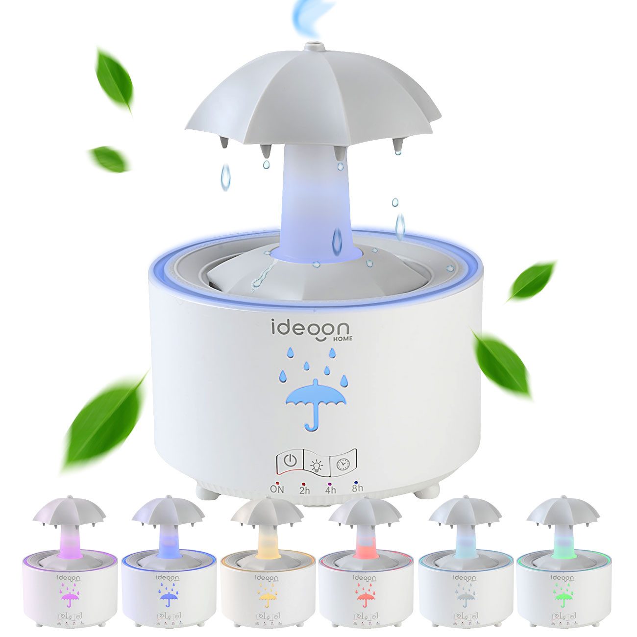 shop'n smile ideoon Diffuser Aroma Diffsser 300ml mit Regenlampe Schirm Design 7 Farben LED, 0,3 l Wassertank, 7 Farben LED, Timer & Fernbedienung