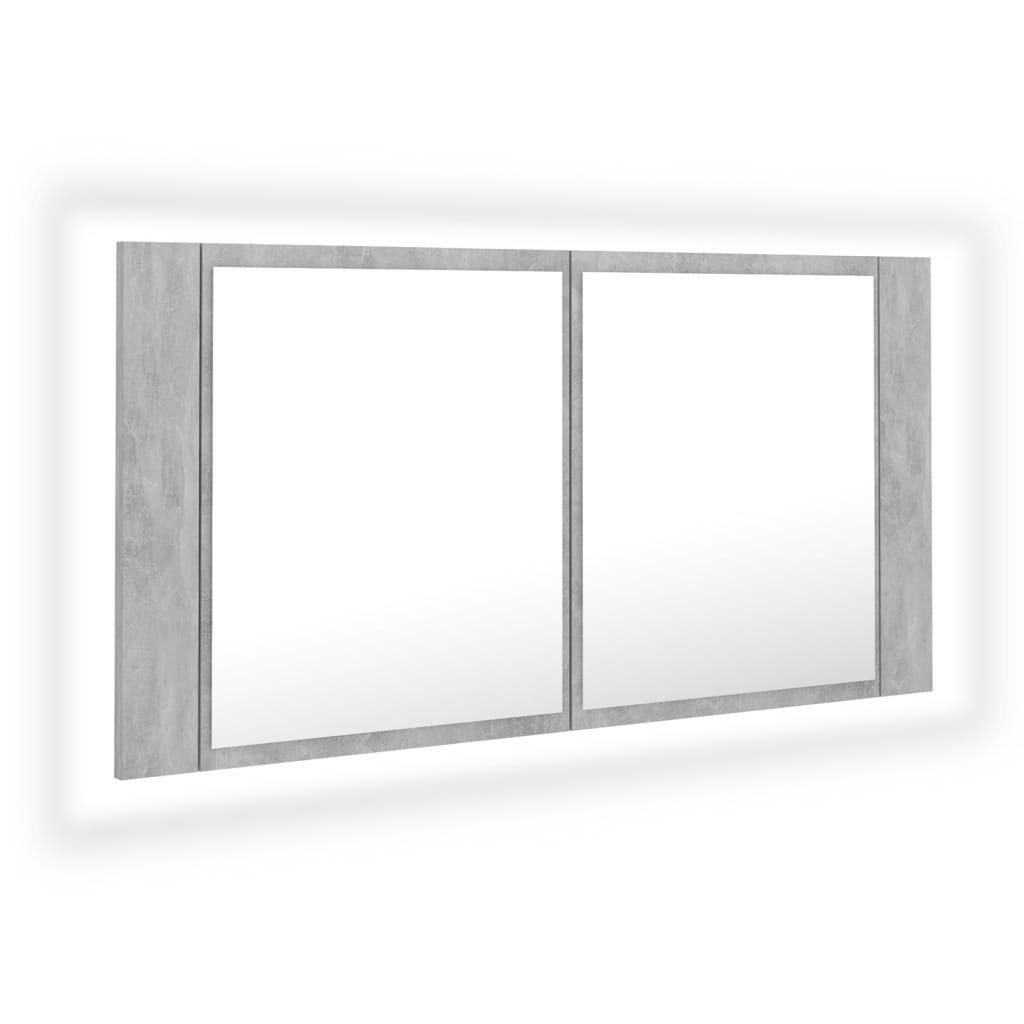 vidaXL Badezimmerspiegelschrank LED-Bad-Spiegelschrank Betongrau 90x12x45 cm Acryl (1-St)