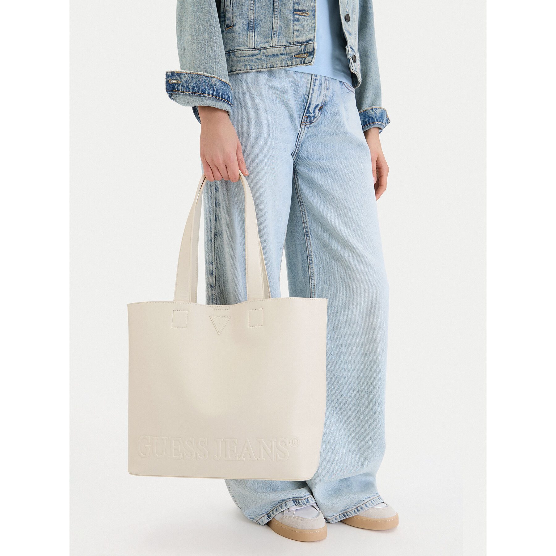 GUESS JEANS Umhängetasche Guess Jeans Damen Tasche Cremig