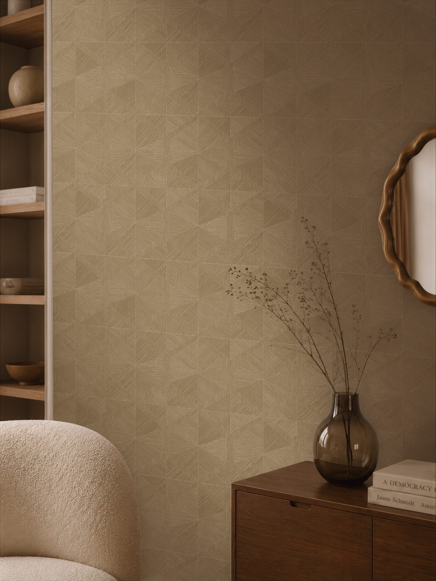 living walls Vliestapete Cosiness Geometrie – Vorgeleimte 3D Vliestapete, strukturiert, leicht glänzend, 3D-Optik, geometrisch, (1 St), Grafisches Geometriemuster mit strukturierter 3D-Wirkung