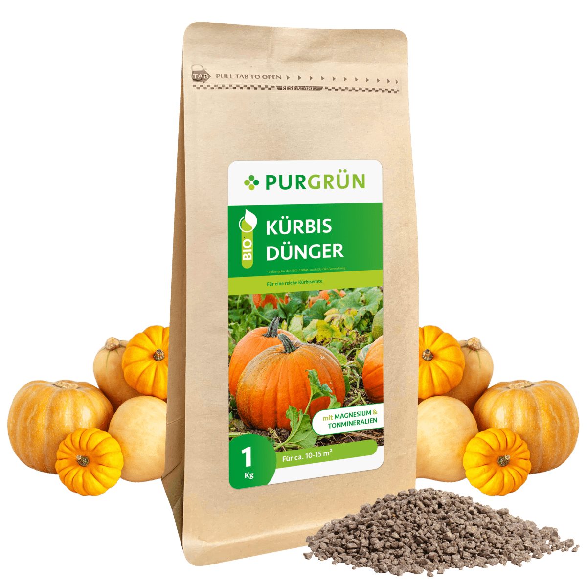 Gemüsedünger Purgrün Bio Kürbis Dünger, NPK 6+3+8, Magnesium, 1 kg