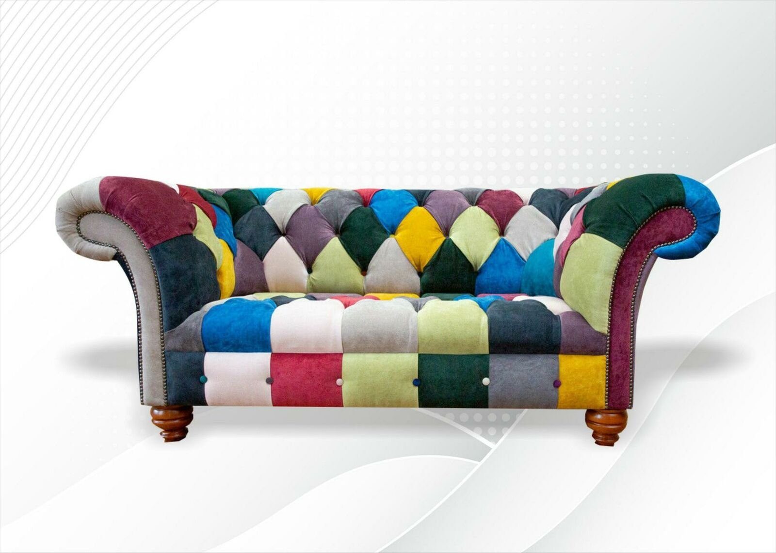JVmoebel Chesterfield-Sofa, Chesterfield Sitzer Modern Textil Design Couch Sofas 2 Wohnzimmer Sofa Couchen