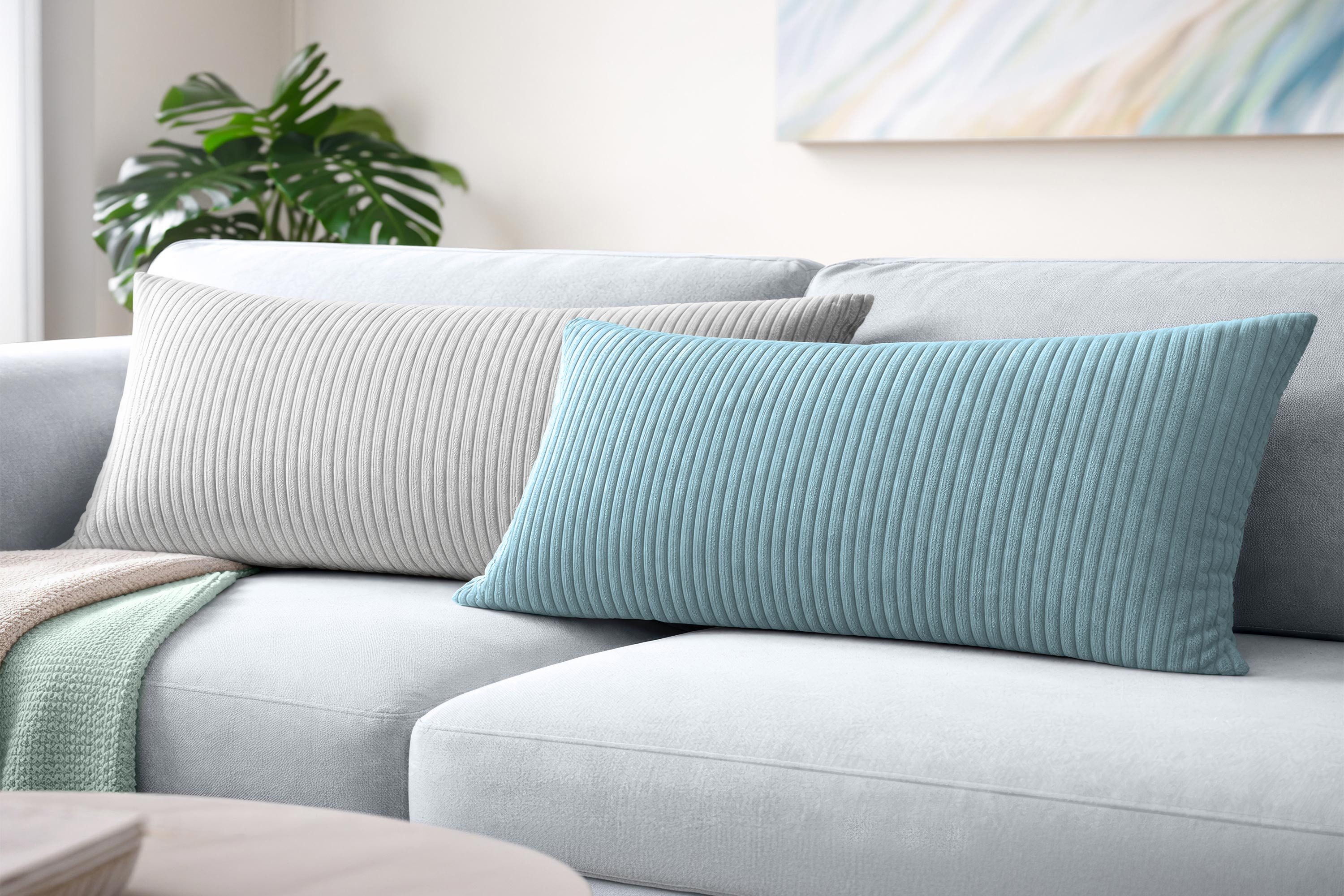 Amilian Kissenbezüge 40x80 cm 2er Set Cord-Optik Hotelverschluss - Zierkissenhülle Sofa, weich, pflegeleicht, formstabil