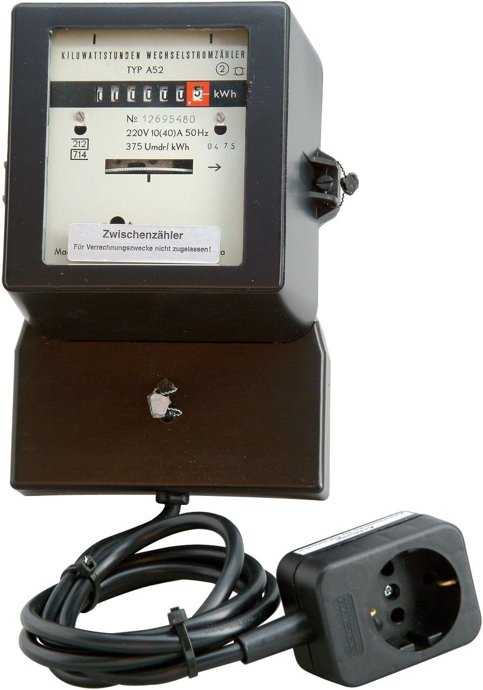 Kopp Stromverbrauchszähler Kopp Wechselstromzwischenzähler 250 V 30 A geeicht analog IP20, Stromzähler Zwischenstecker Energiemessgerät