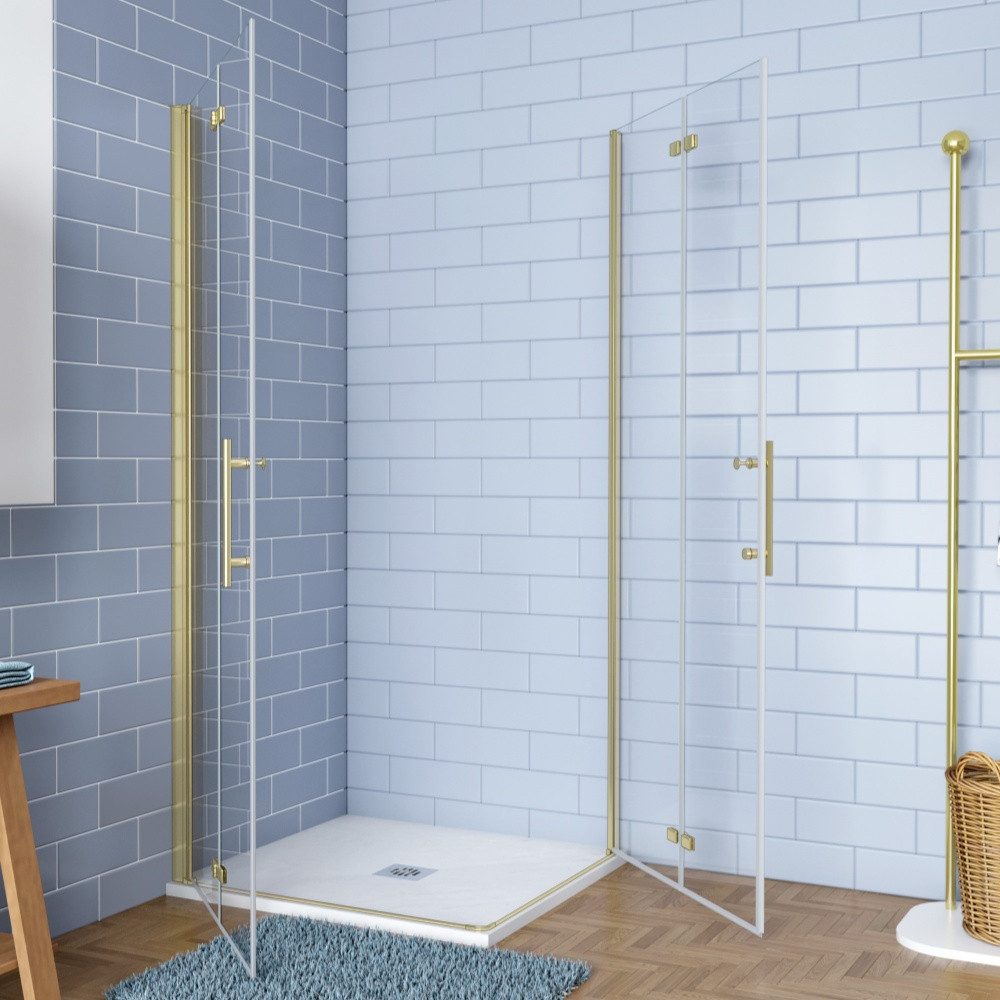 AICA Eckdusche H:195cm Scharniertür Drehtür Falttür Duschabtrennung Duschka günstig online kaufen