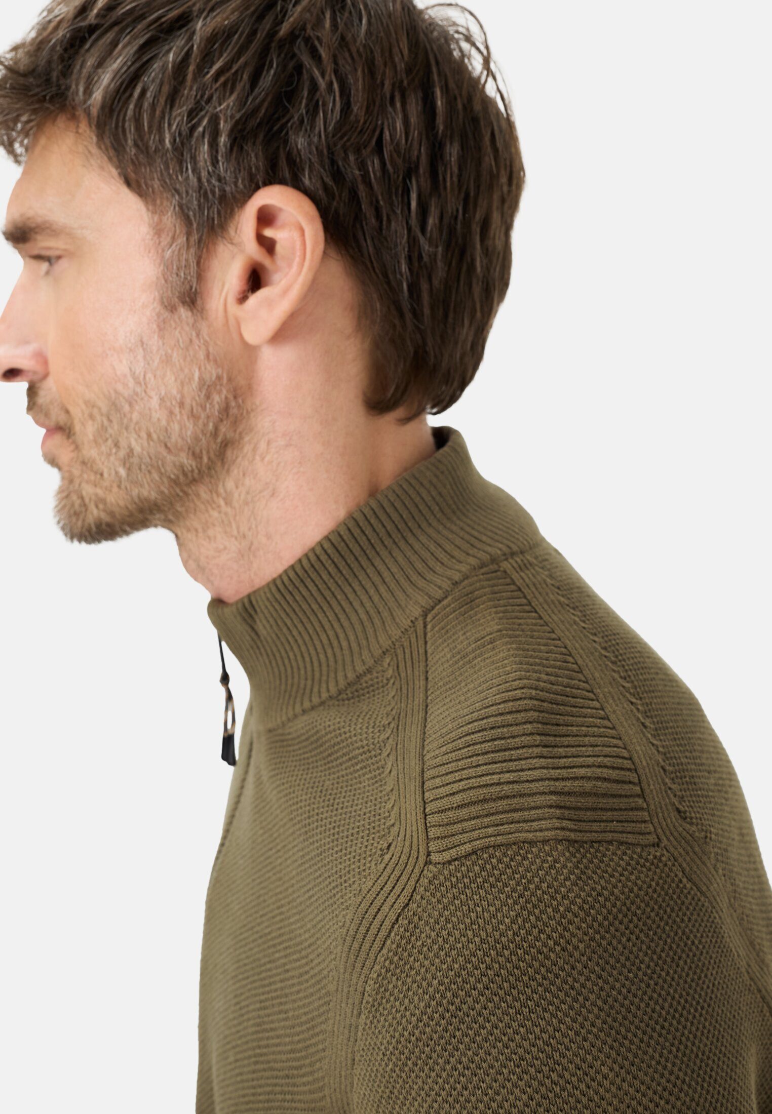 camel active Strickjacke mit Stehkragen Langarm Stehkragen