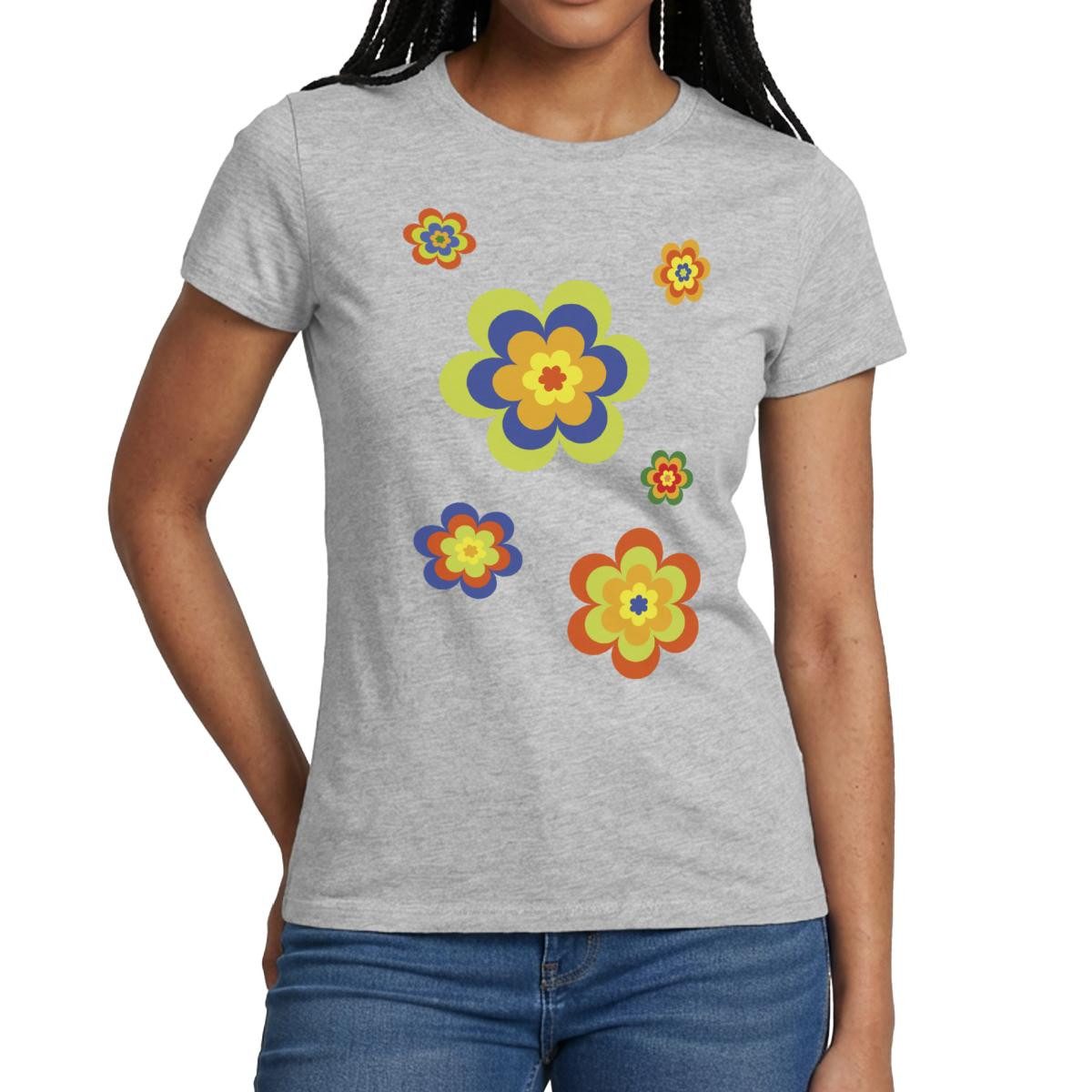 Spreadshirt T-Shirt Hippie Flower Power Blumen Fasching Frauen T-Shirt (1-tlg)
