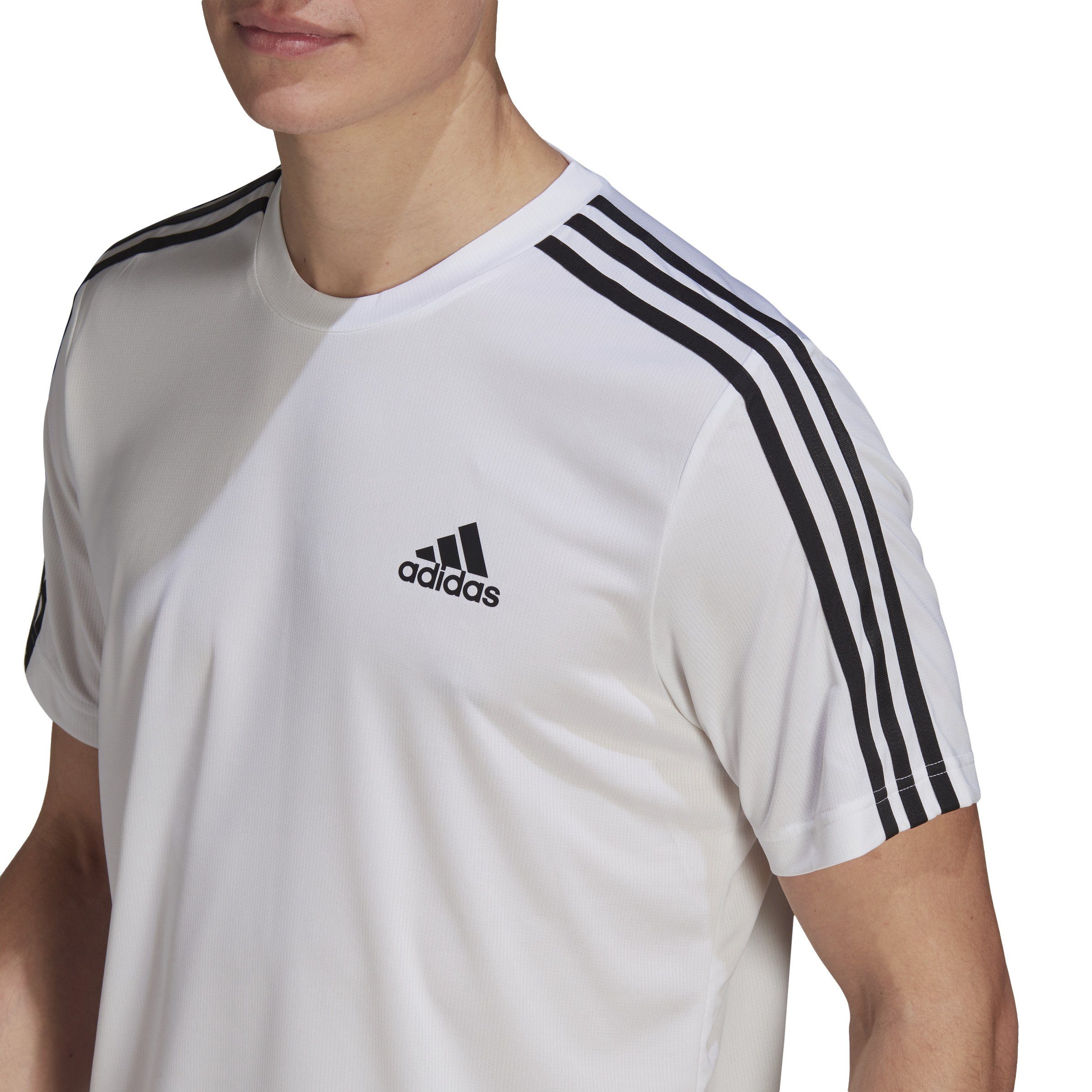 weiss-schwarz-pink adidas 3S Sportswear M Kurzarmshirt T,WHITE