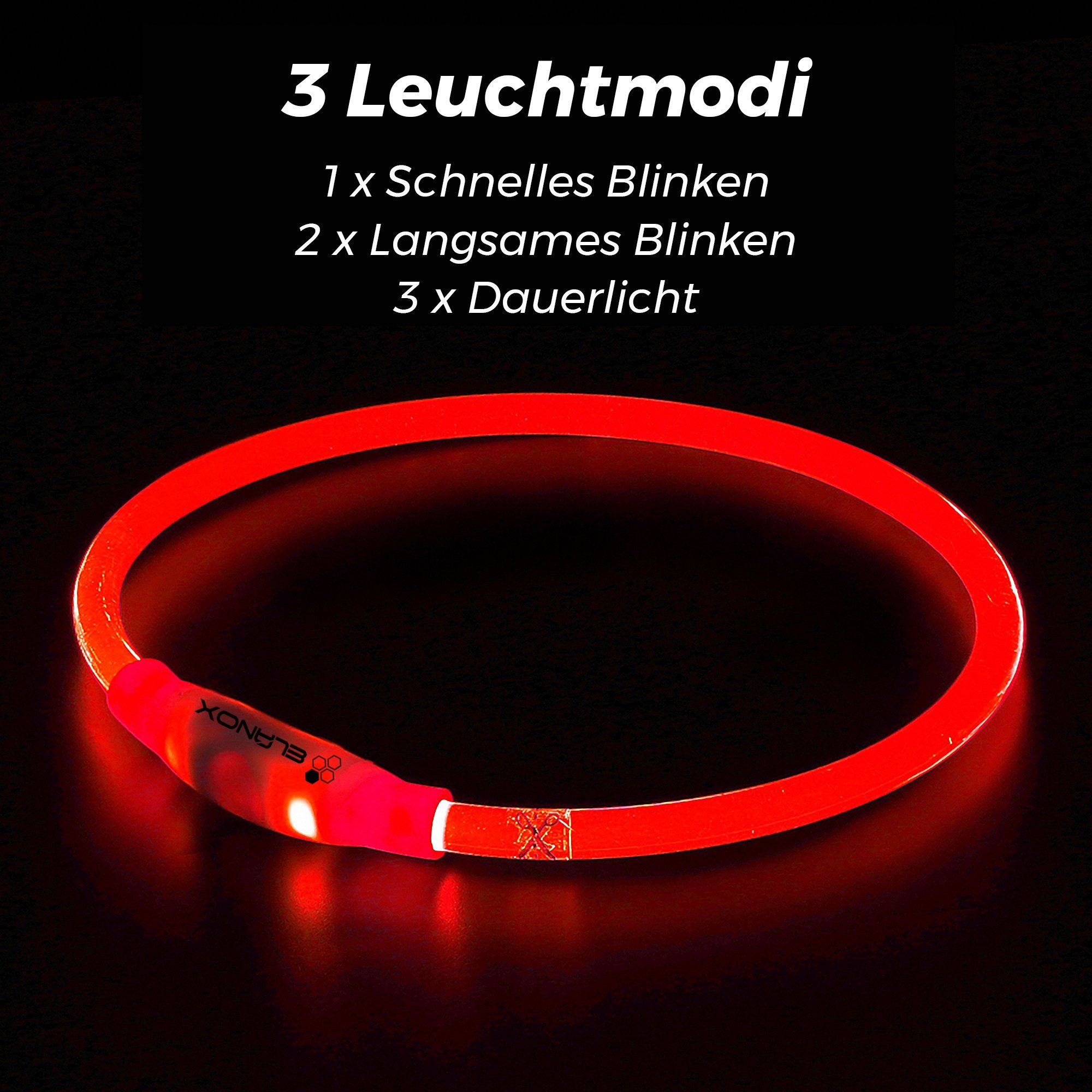 ELANOX Leuchthalsband LED Hundehalsband 5 Farben helle LED Größe anpassbar