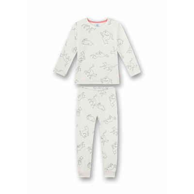 Sanetta Schlafanzug - Mädchen-Schlafanzug- Pyjama Schlafanzug-Set- Off-White Fancy Cat