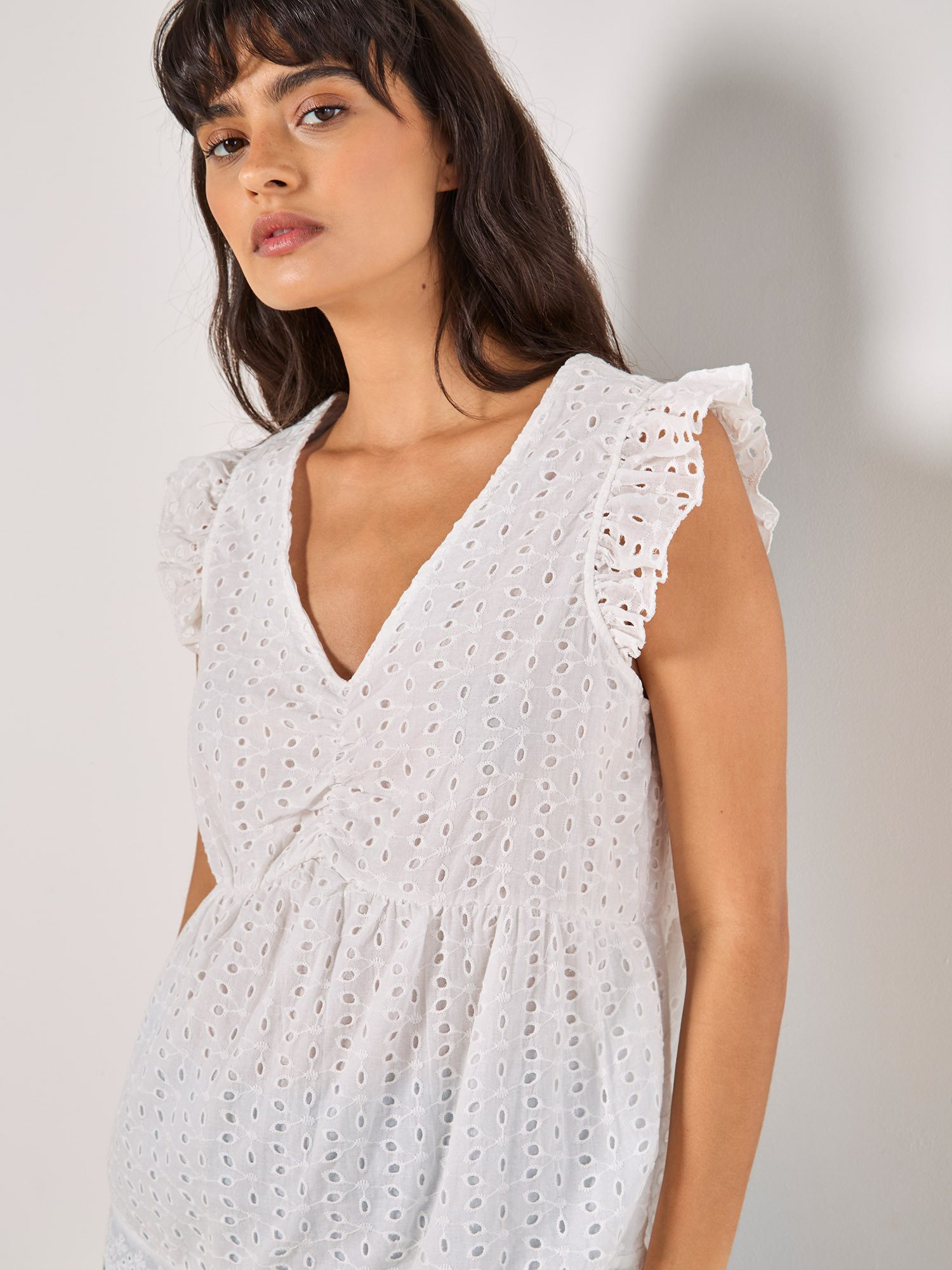 Apricot Blusentop Broderie Top, mit Rüschen günstig online kaufen