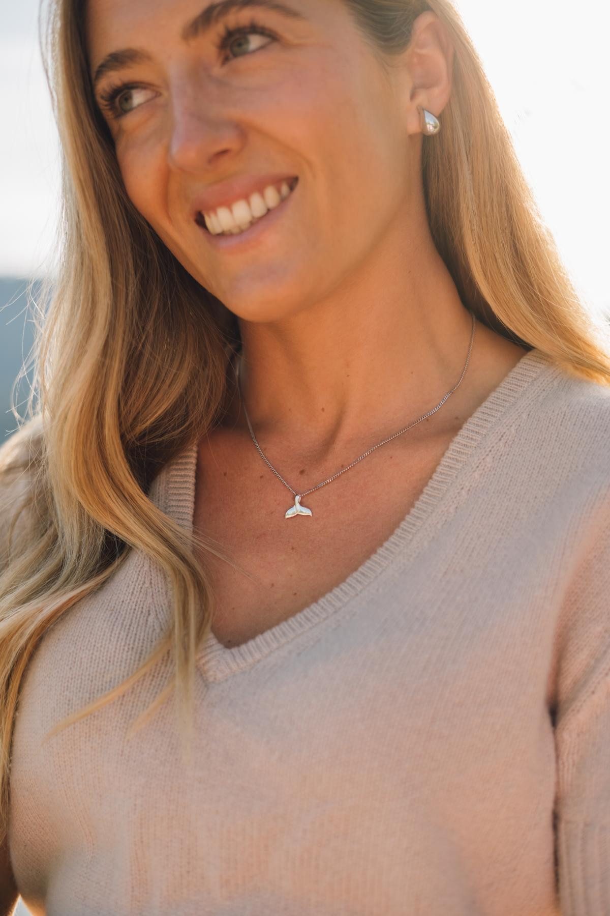 My Gold Kette mit Anhänger Damen & Mädchen Walflosse Anhänger & Kette Silber 925 (45cm) (Set, 2-tlg., inkl. Schmuckbox), Geschenke