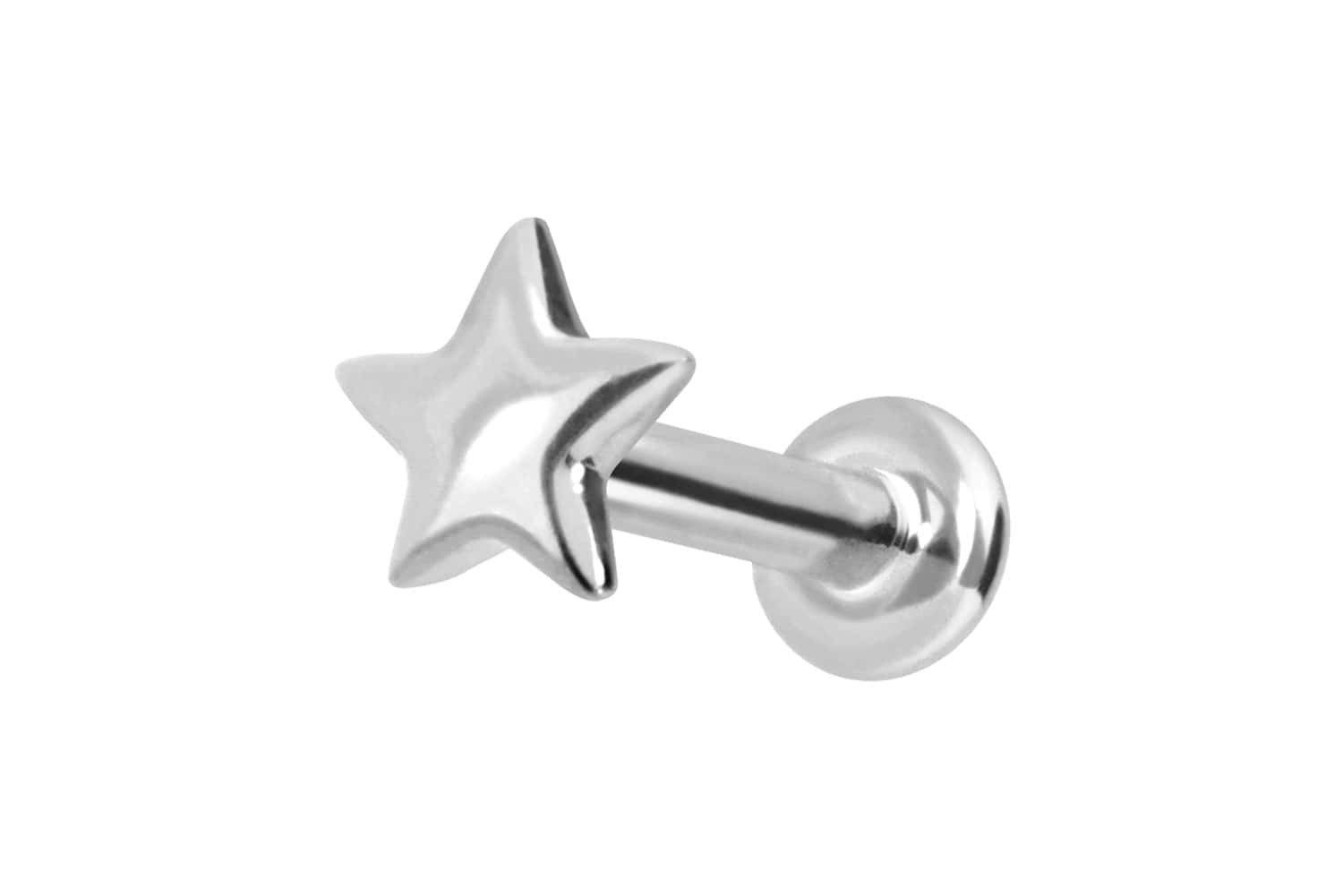 Piercing-Set 14 Karat Gold Labret mit Innengewinde STERN