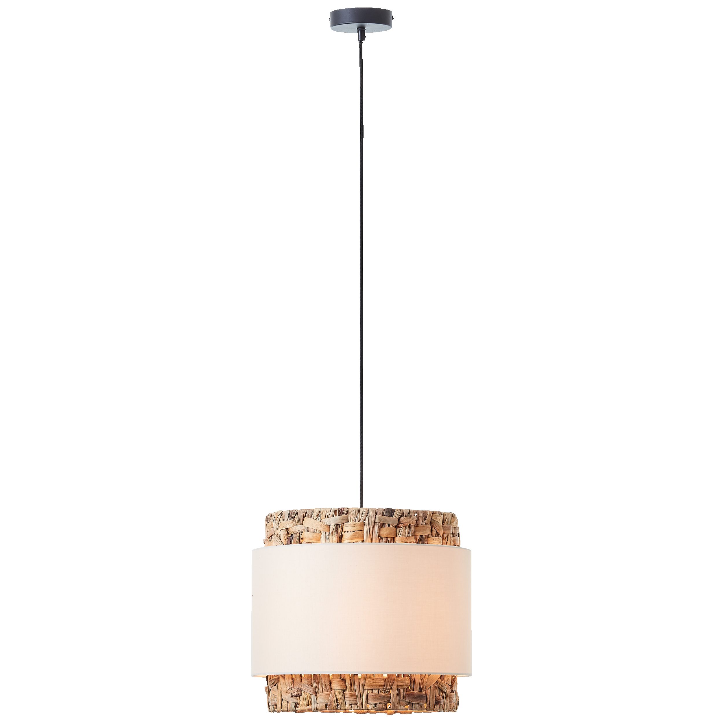 Lightbox Pendelleuchte, ohne Leuchtmittel, kürzbare Hängelampe mit Wasserhyazinthe / Stoff Schirm, Ø 25cm