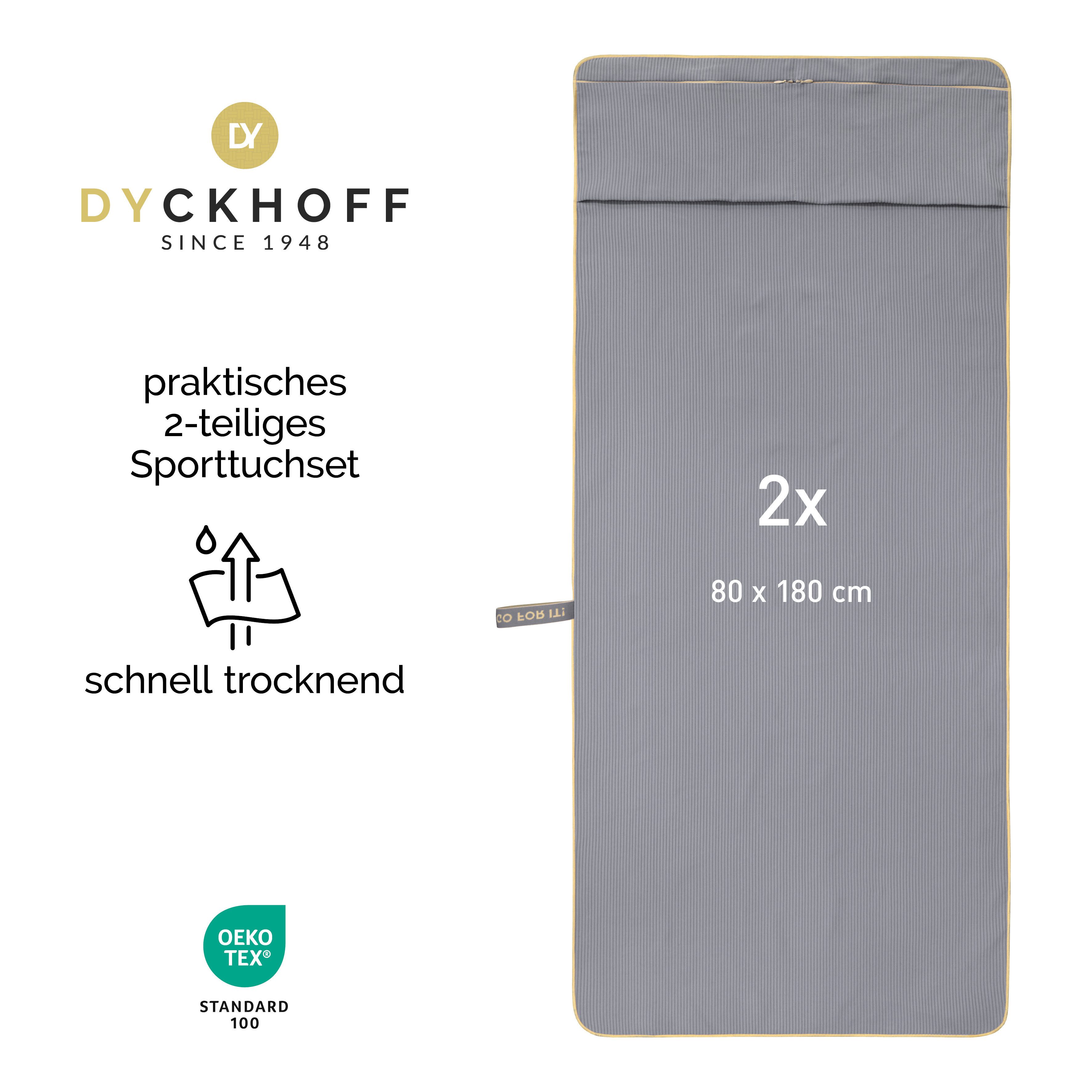 Dyckhoff Handtuch Mikrofaser Sporttuch Struktur, Microfaser (2-St), Mit Überstülpkapuze, Schnelltrocknend, Leicht, Reißverschlusstasche – Bild 2 von 5