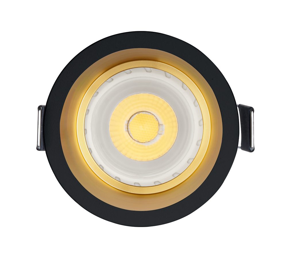 LEDANDO LED Einbaustrahler 10er LED Einbaustrahler Set Schwarz / Gold mit LED GU10 Markenstrahler