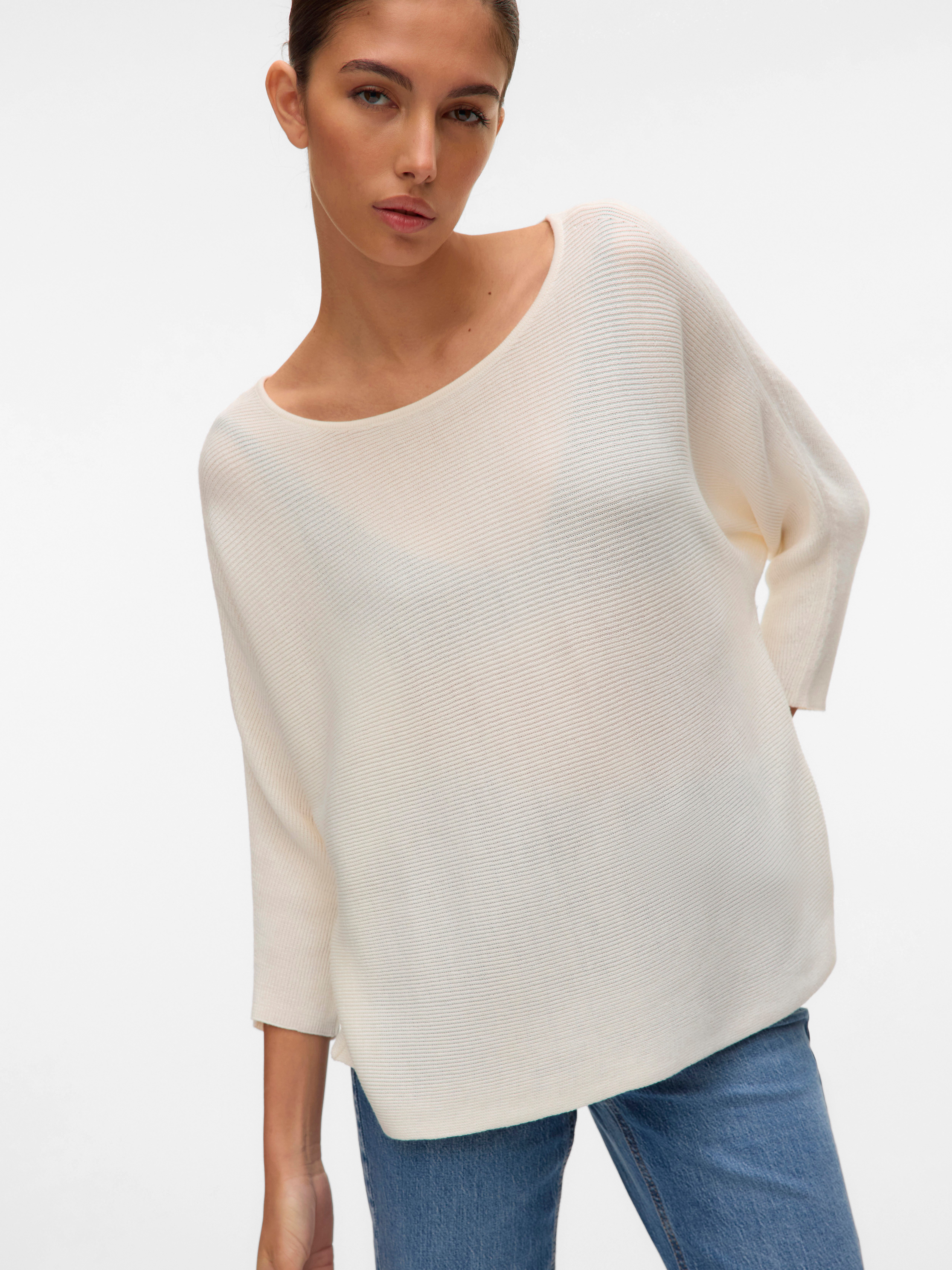 Vero Moda 3/4 Arm-Pullover VMNORA 3/4 BOATNECK BLOUSE NOOS mit Fledermausärmeln
