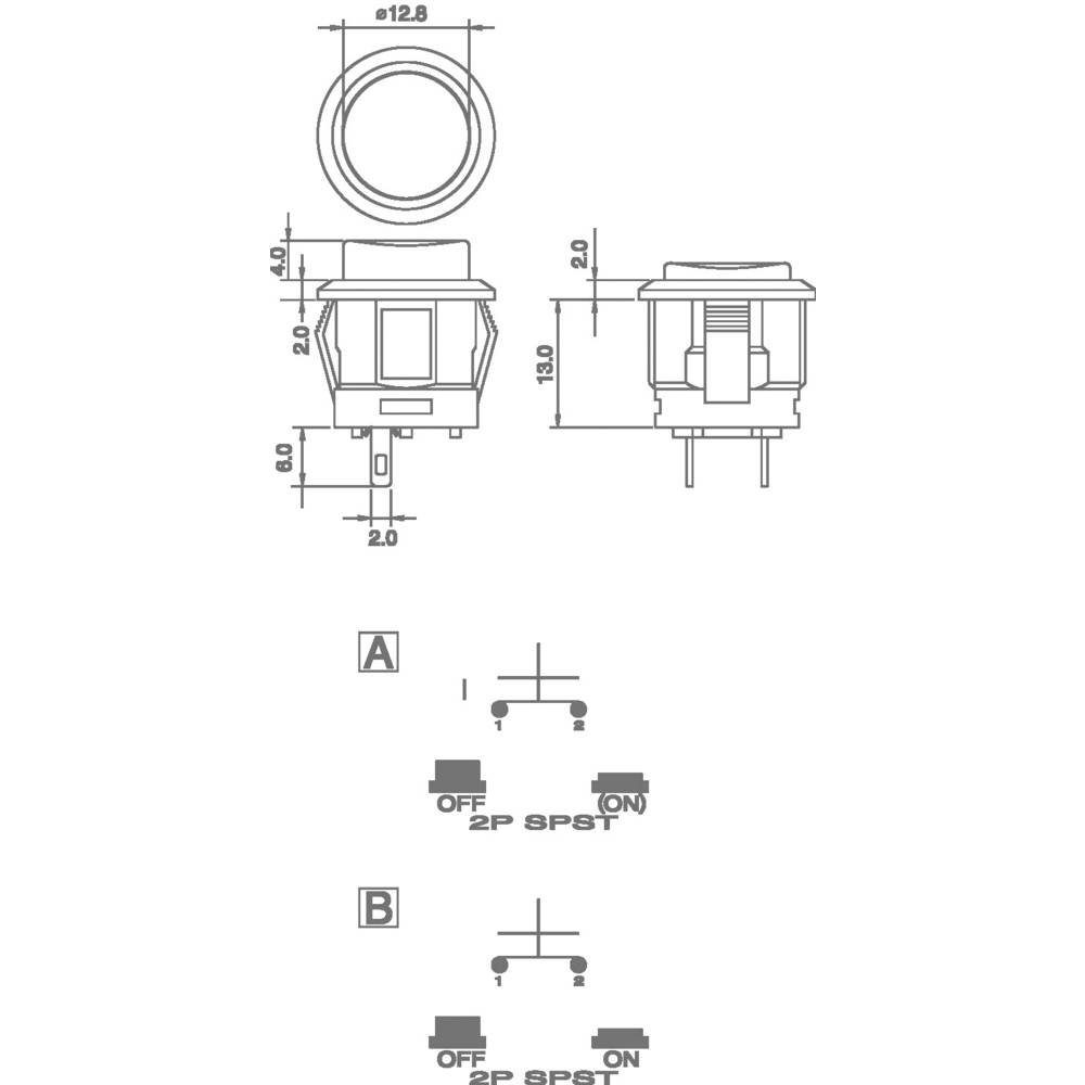 Thumbnail - TRU COMPONENTS Schalter Drucktaster 3 A, TC-R13-523, Betätiger erhaben