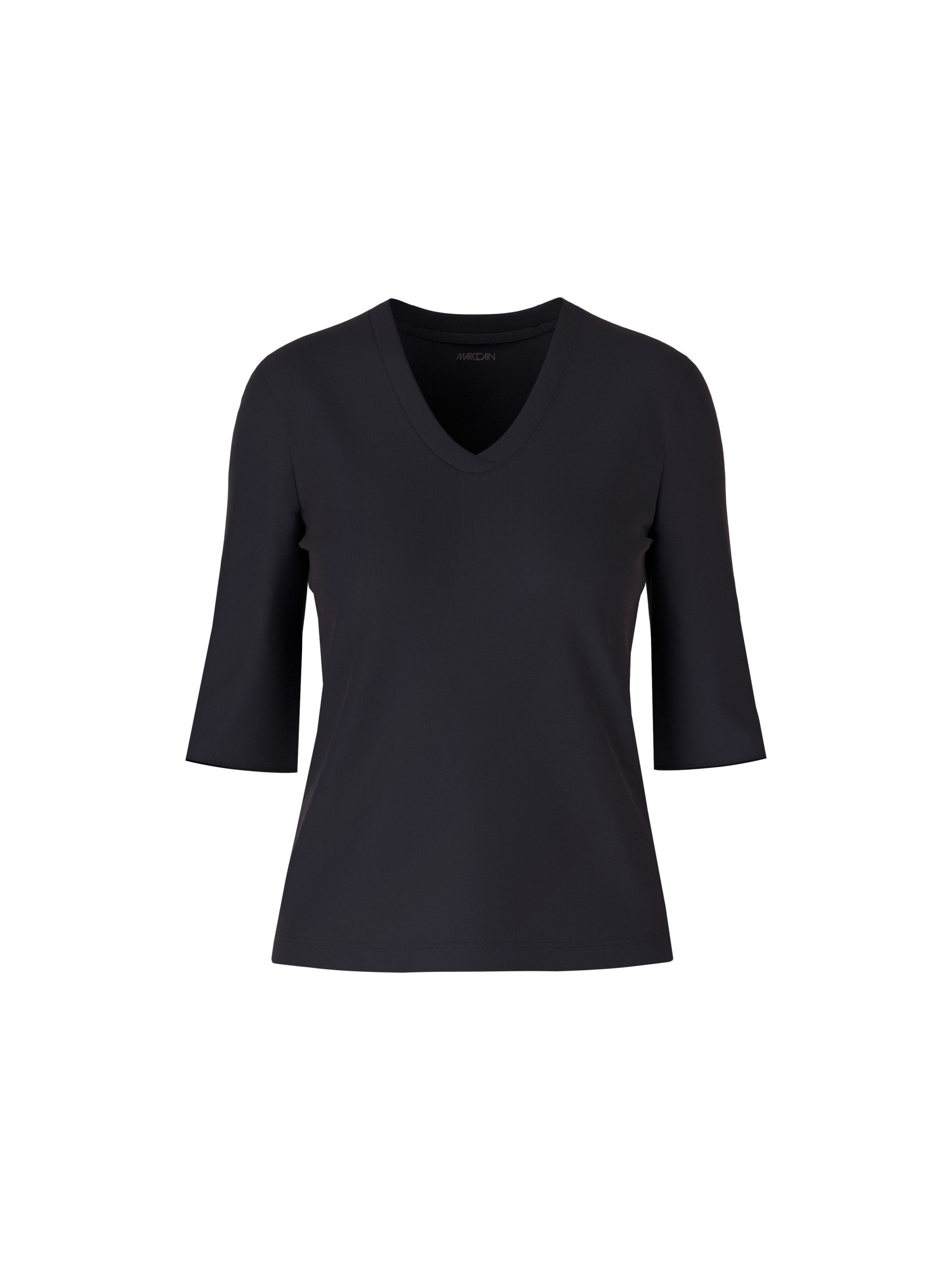 Kurzarmshirt Shirt aus Baumwoll-Ripp-Jersey