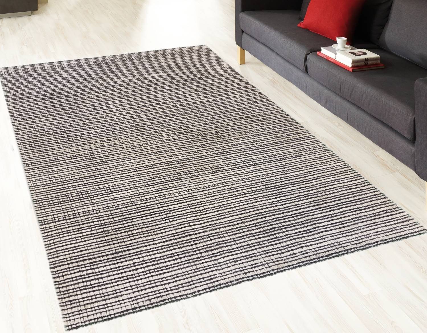 Rug Studios Teppich MANDOVI Check Box, Rechteckig, Höhe: 0 mm, Wohnzimmer, 40 x 60 cm, Beige