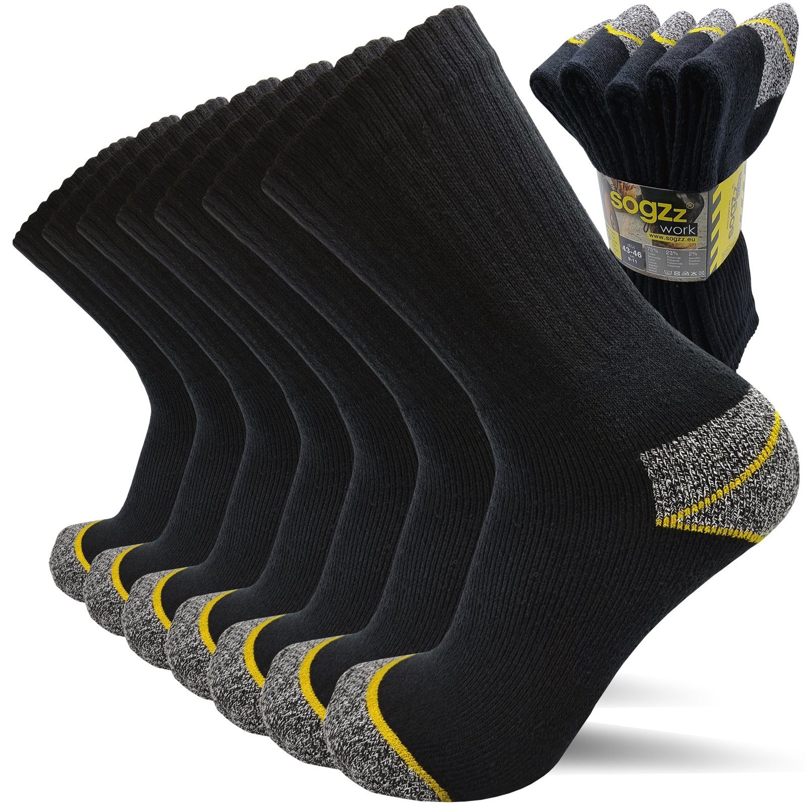 sogzz Arbeitssocken 5-60 Paar Socken Herren Schwarz 75% Baumwolle Work Arbeit Socken (Modell: Work Basic, 5-Paar)
