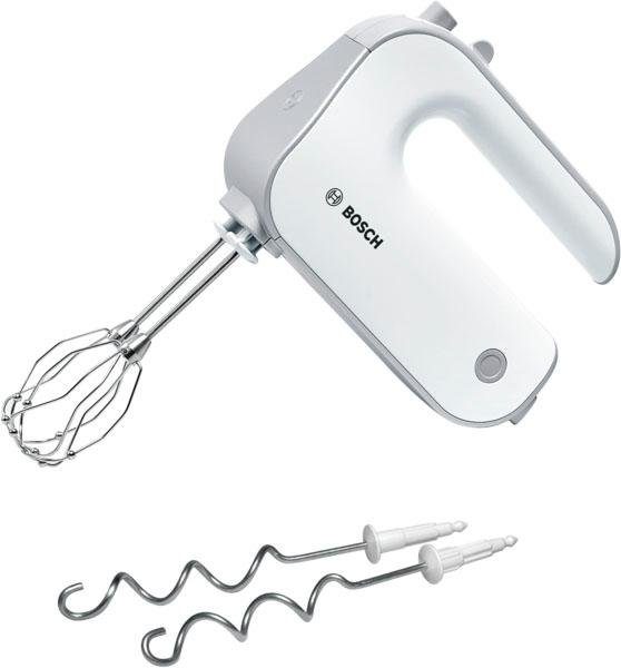 BOSCH Handmixer Styline MFQ4030, Edelstahl Rührbesen/Knethaken, 5 Stufen, weiß, 500 W, Turbotaste, leichtes Gehäuse, Made in Europe