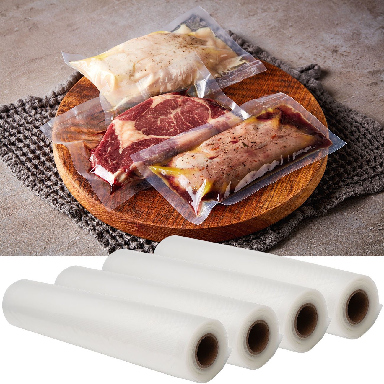 Casativo Vakuumier-Folienrollen Profi Vakuumier-Folienschläuche, 28 x 500 cm, BPA-frei, Profi Qualität, für Balken-Vakuumierer
