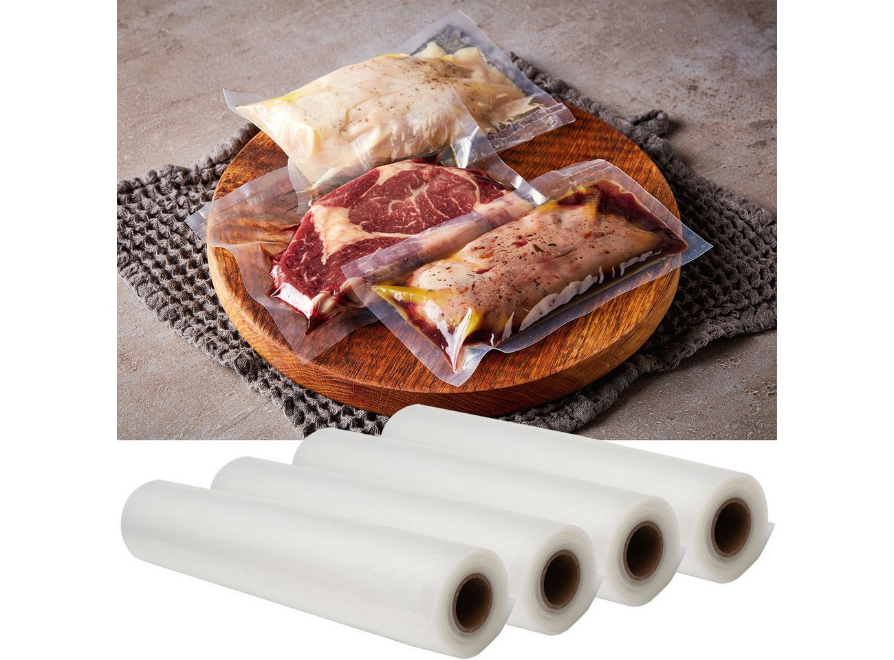 Casativo Vakuumier-Folienrollen Profi Vakuumier-Folienschläuche, 28 x 500 cm, BPA-frei, Profi Qualität, für Balken-Vakuumierer