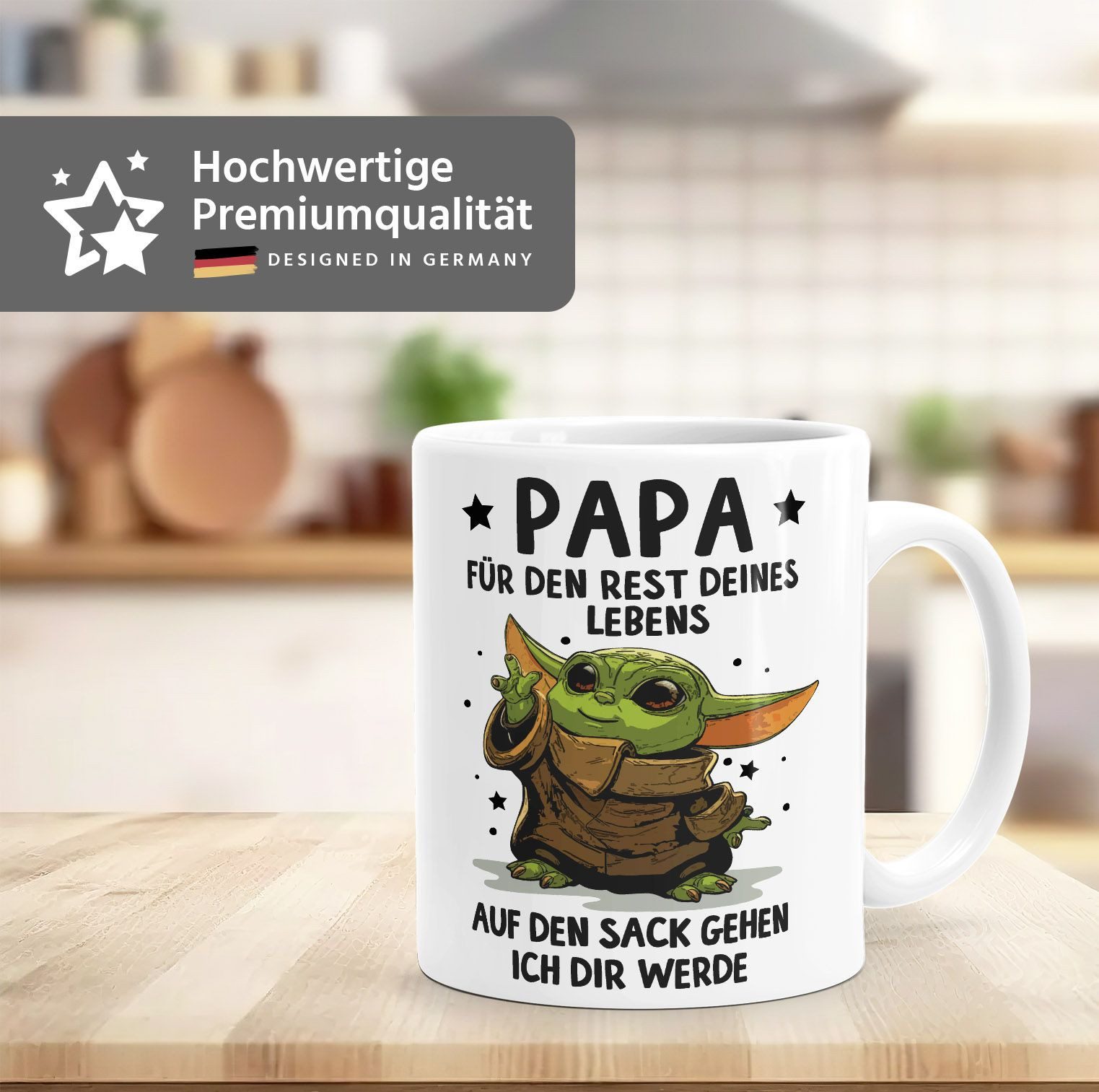 MoonWorks Tasse Kaffee-Tasse Papa Sprüche Geschenk Vatertag Lustig Motiv Baby-Yoda, Keramik