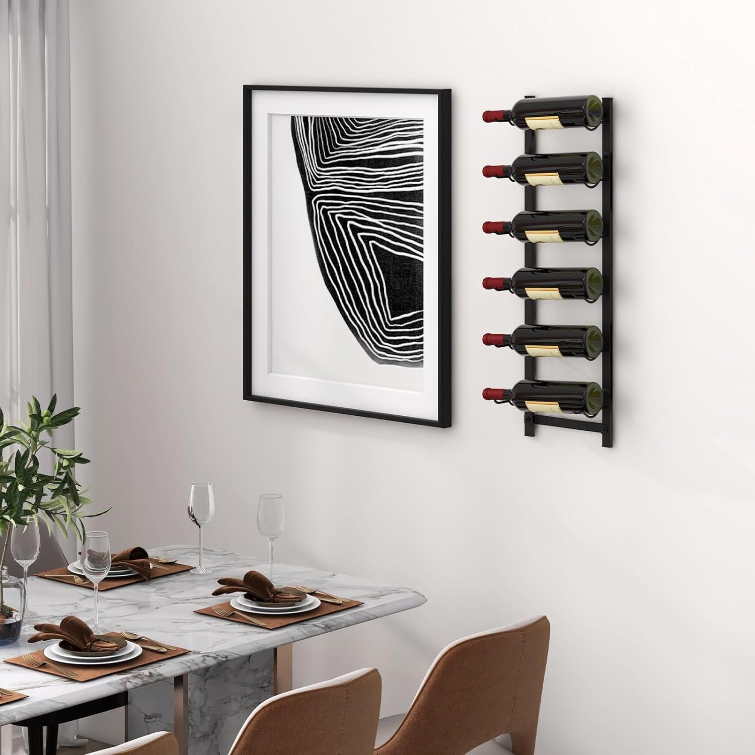 KOMFOTTEU Weinregal Wand-Weinregal, hängendes Flaschenregal, Schwarz – Bild 5 von 5