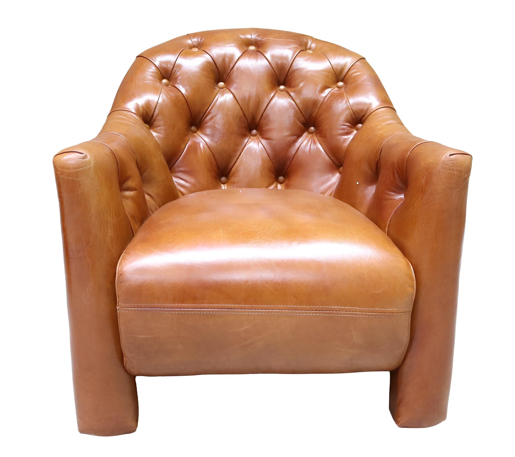 Xlmoebel Chesterfield-Sessel Vintage-Ledersessel im Flugzeug-Design mit nostalgischer Note (Sessel), Hergestellt in Europa