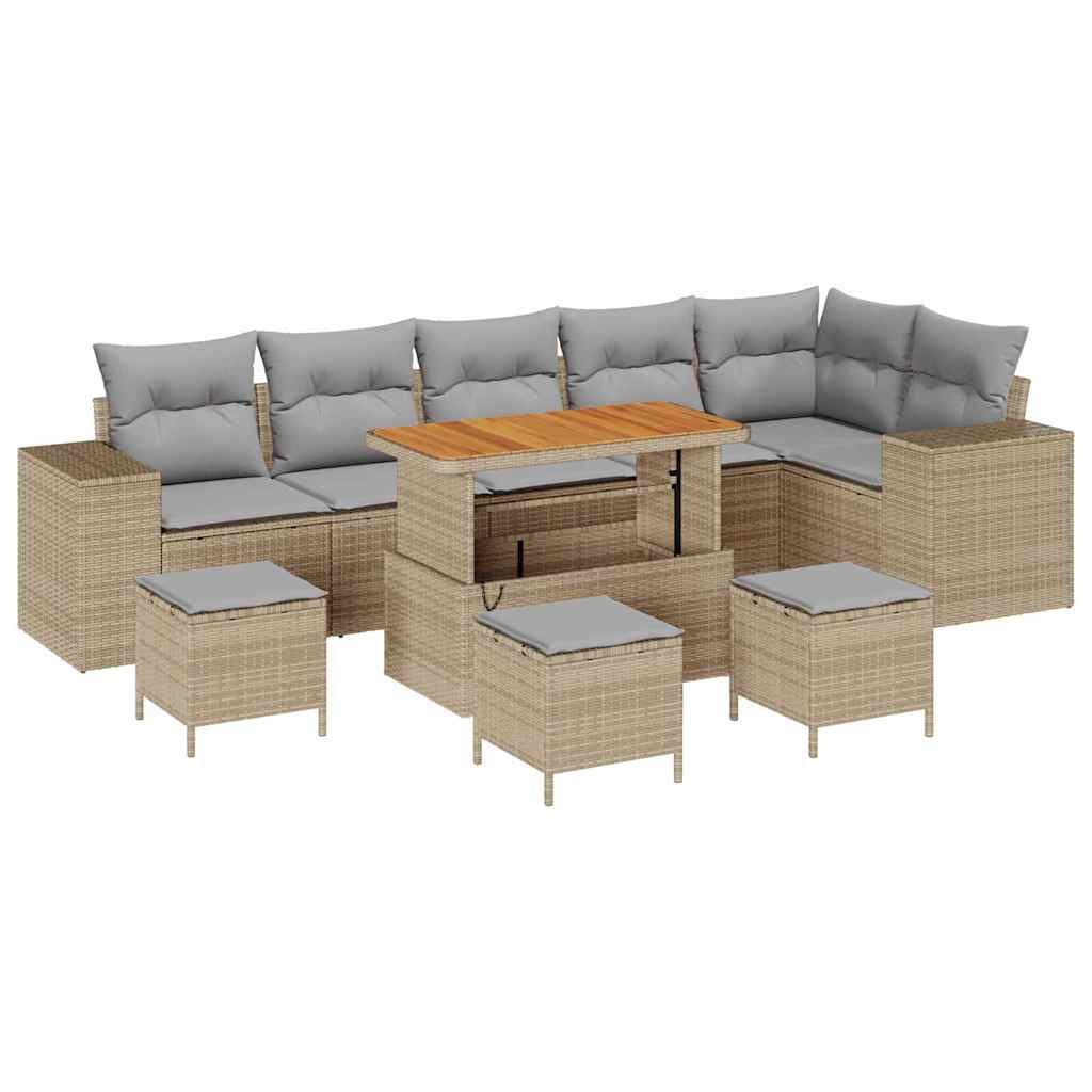 vidaXL Gartenlounge-Set Garten-Sofa-Set 10 pcs Beige Poly-Rattan, (10-tlg)