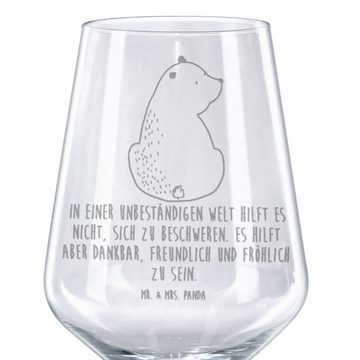 Mr. & Mrs. Panda Rotweinglas Bär Schulterblick - Transparent - Geschenk, Rotwein Glas, Rotweinglas, Premium Glas, Feine Lasergravur