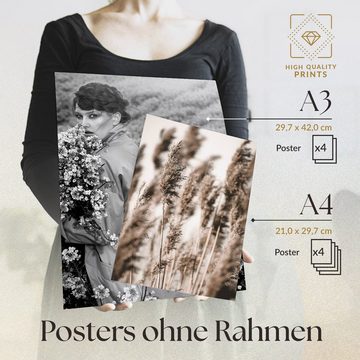 Heimlich Poster Set als Wohnzimmer Deko, Bilder DIN A3 & DIN A4, Wild One, Blumen