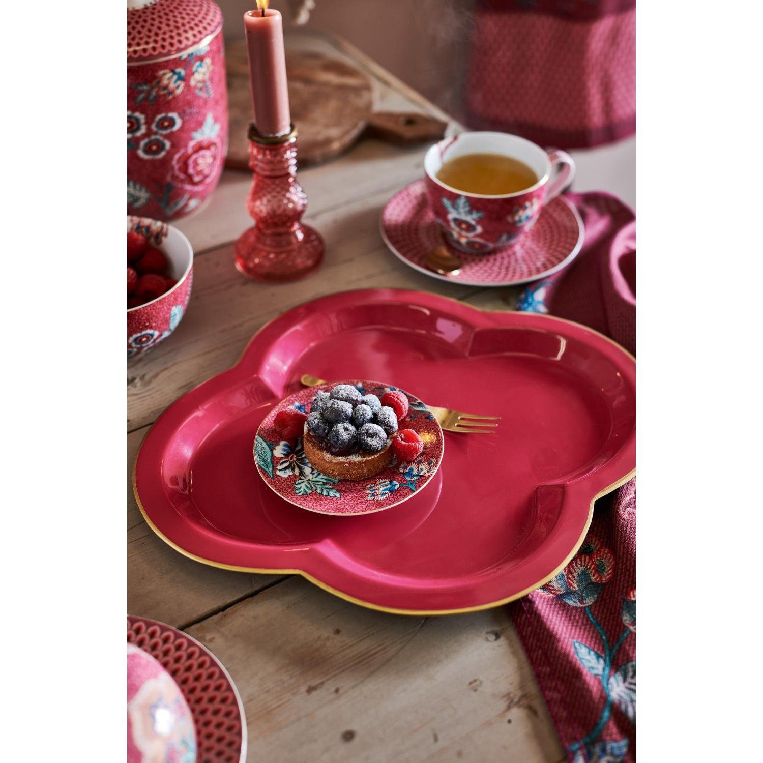 PiP Studio Tasse Cappuccinotasse mit Untertasse Flower Festival Dark Pink (2-teilig) – Bild 2 von 5