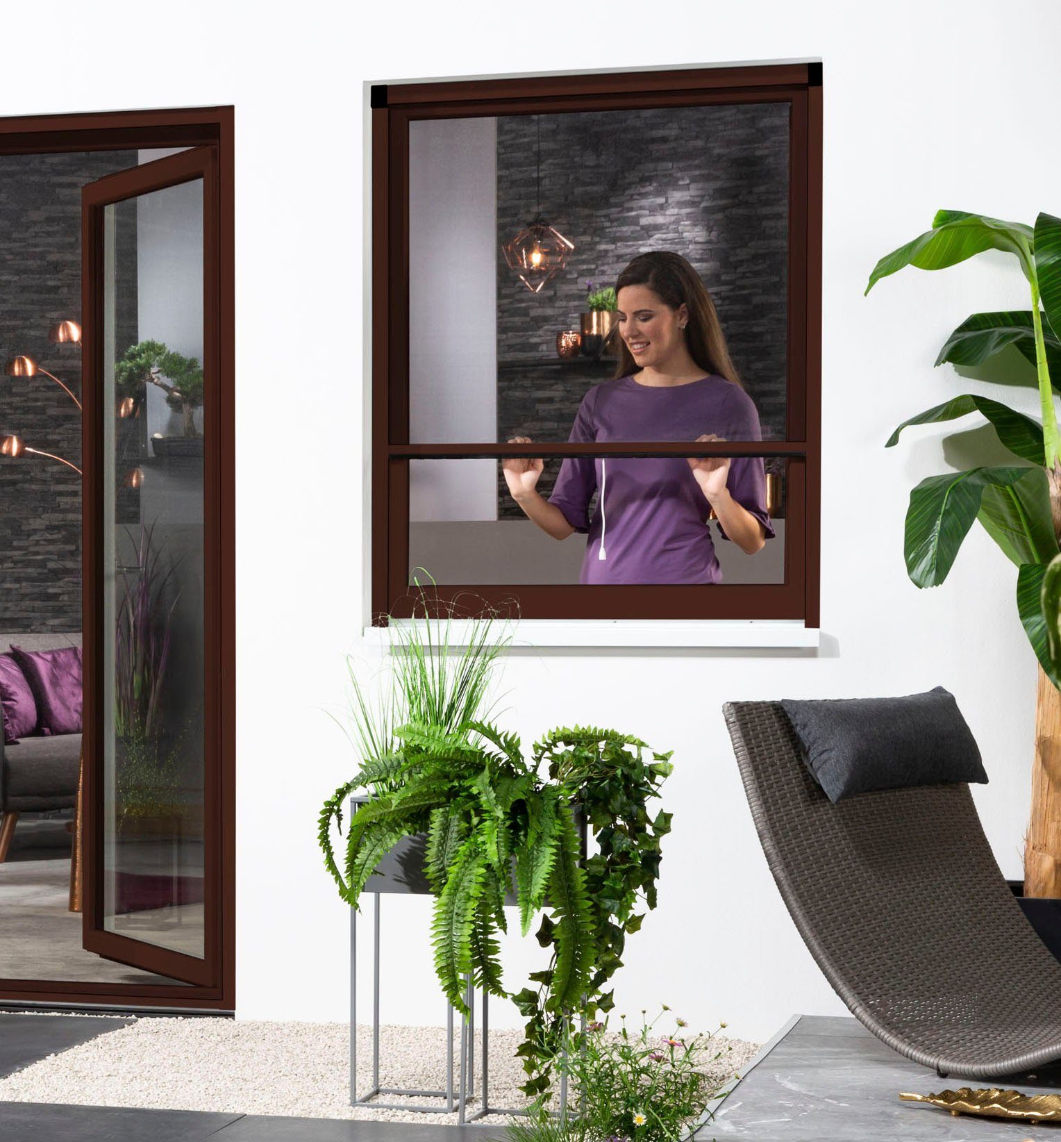 SMART, kürzbar Insektenschutz-Fensterrahmen 160x160 cm, hecht international
