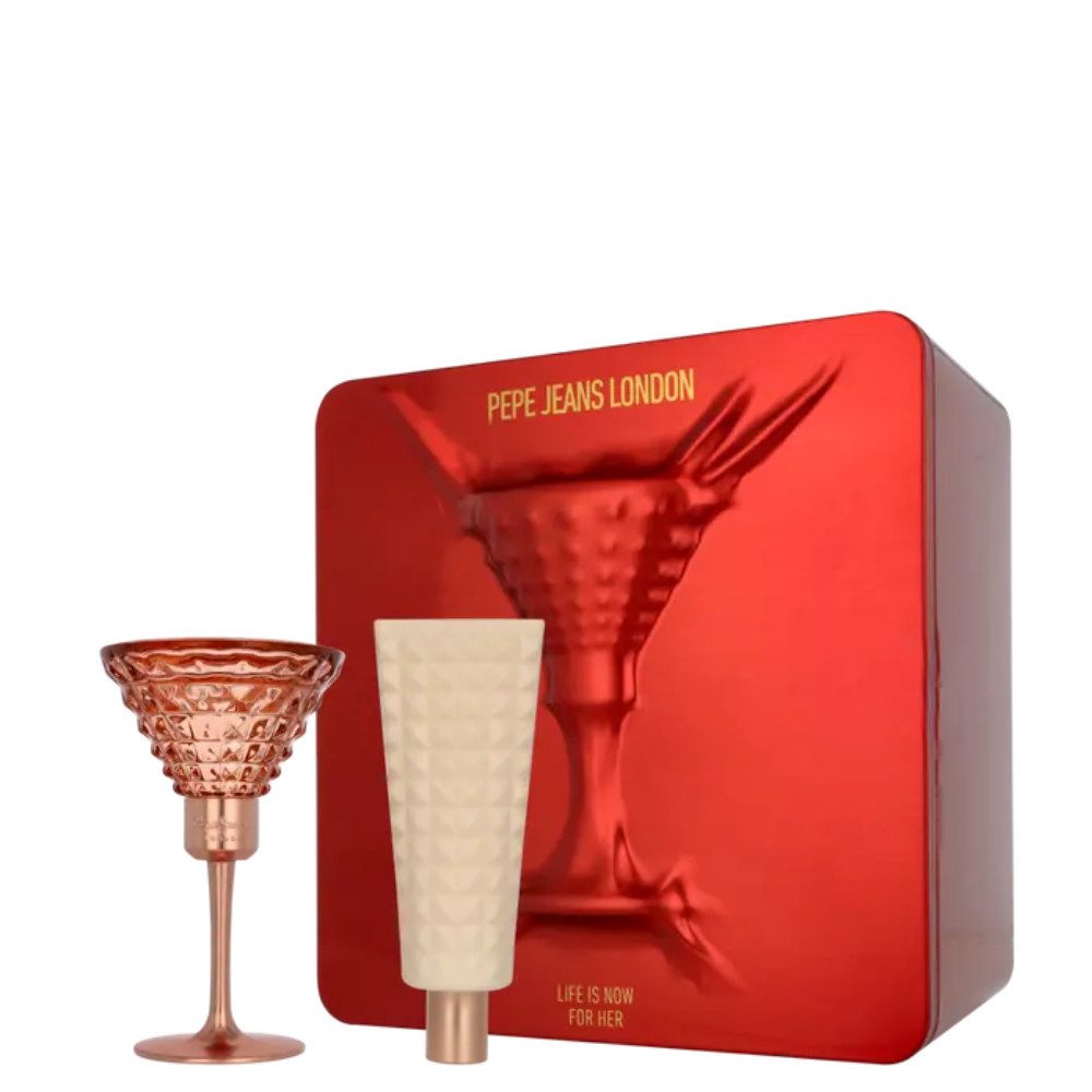 Pepe Jeans Duft-Set Life is Now For Her Eau de Parfum Giftset, 2-tlg., Süß-gourmandiger Damenduft im Martini-Glas-Design