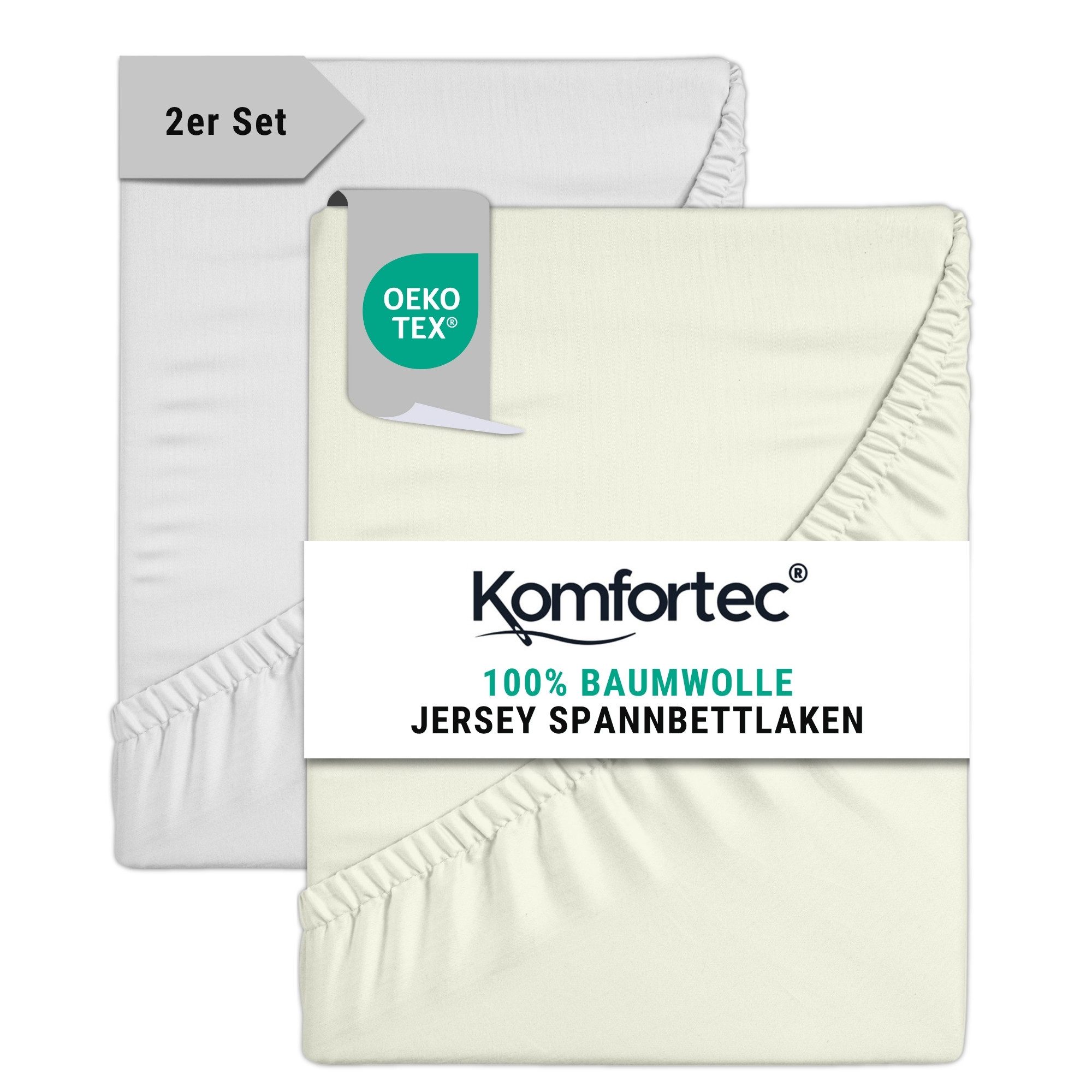 Komfortec Spannbettlaken Jersey Mehrfarbig, 100% Baumwolle, günstig online kaufen