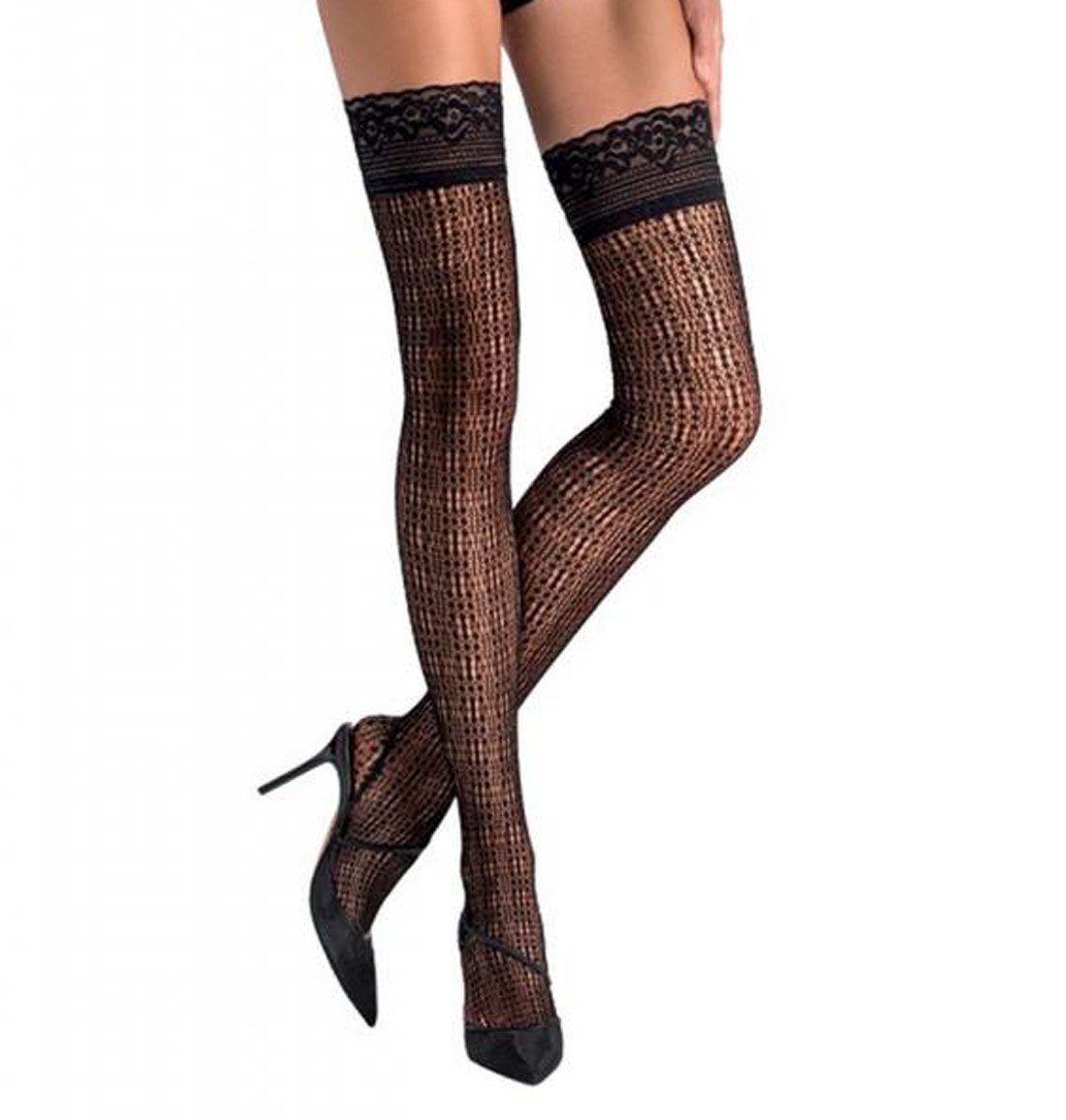 Strümpfe Halterlose schwarze Dessous Strümpfe Stockings mit Spitze Damen