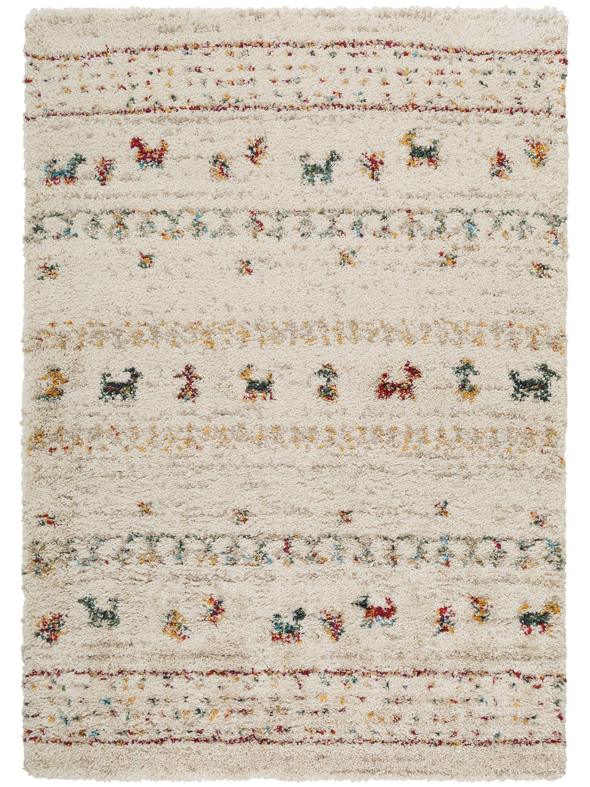 Hochflor-Teppich Gobi, benuta, rechteckig, Höhe: 21 mm, Kunstfaser, Berber, Ethno-Style, Wohnzimmer