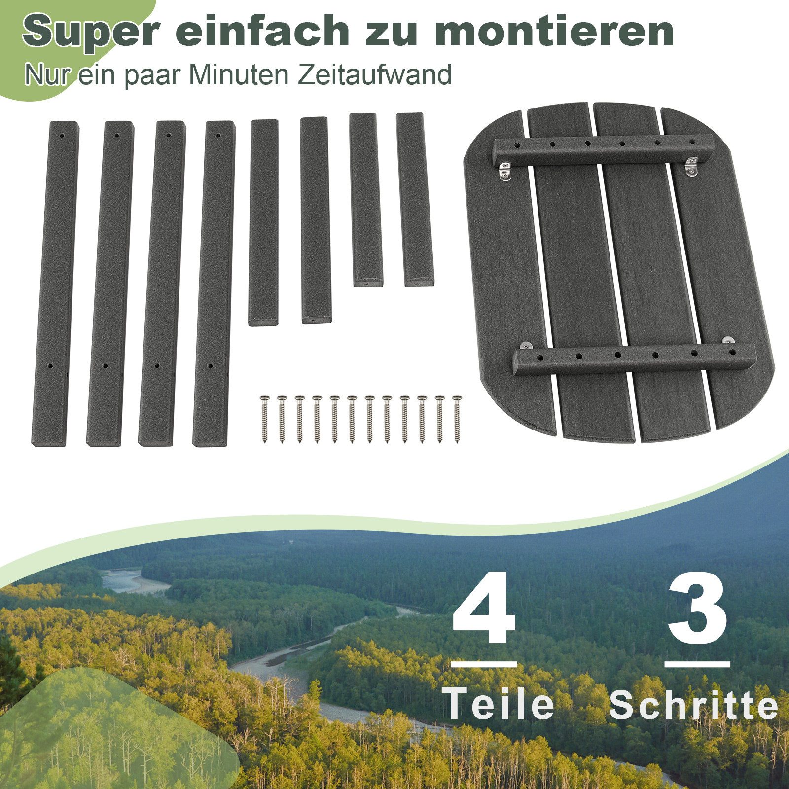COSTWAY Gartentisch (2-St), Balkontisch klein aus HDPE, wetterfest