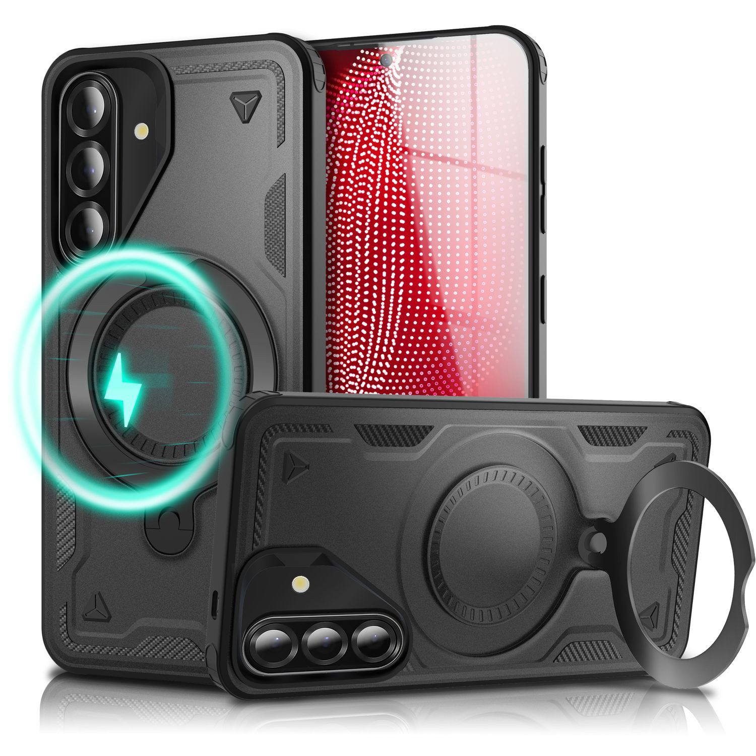 Nalia Smartphone-Hülle Samsung Galaxy A56 17 cm (6,7 Zoll), Military Cover / MagSafe / 360° Dreh Ring / Aufsteller / Outdoor Hülle