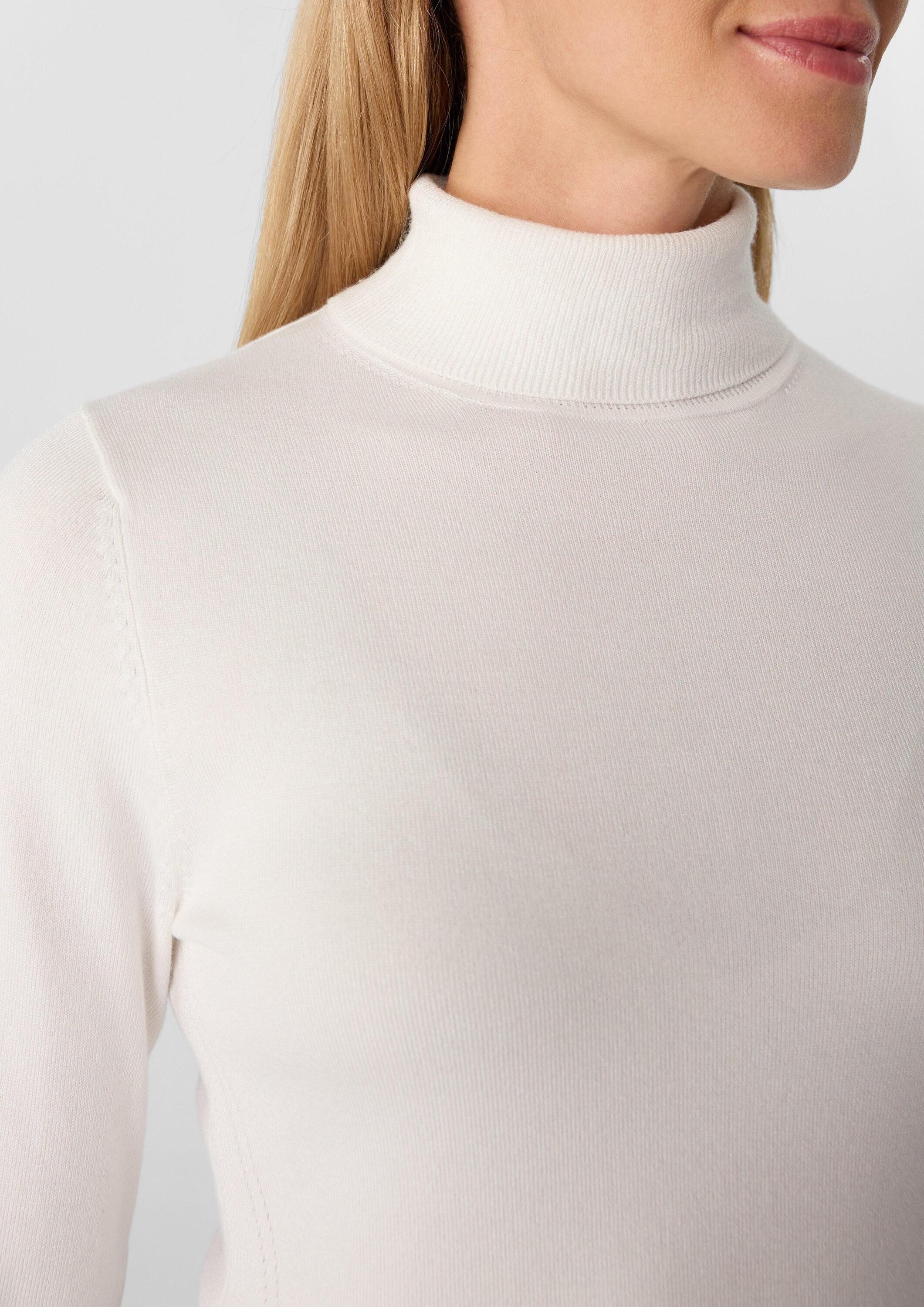comma Longpullover Strickpullover Rollkragenpullover mit Ärmelschlitzen