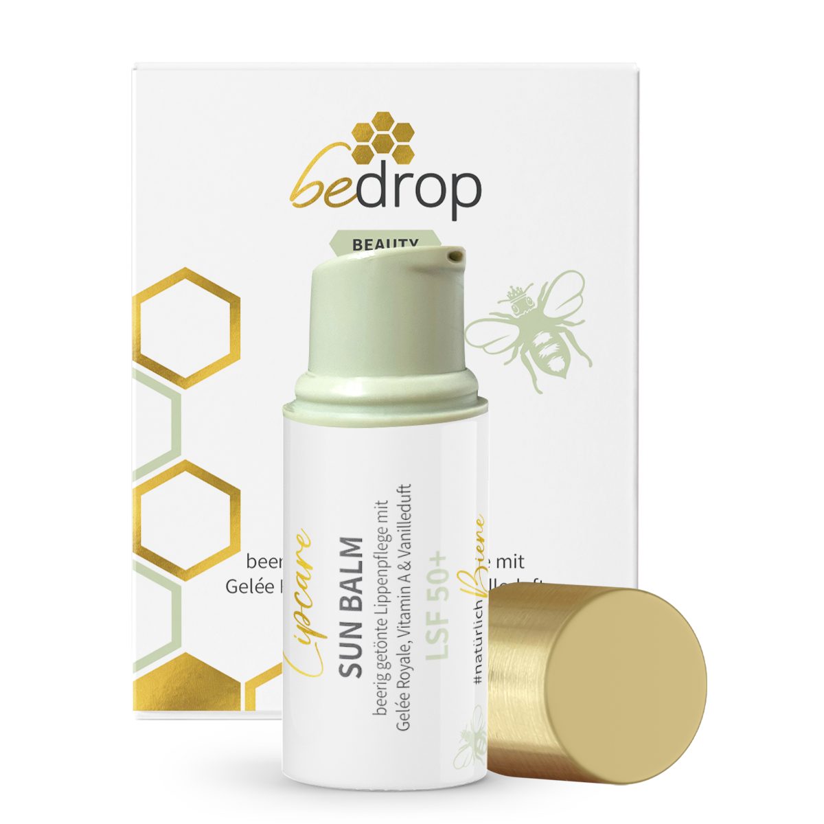 bedrop Lippenbalsam SUN BALM LSF 50+ - getönter Lippenpflegebalsam mit Gelée Royale, beerig getönte Lippenpflege mit Gelée Royale, Vitamin A & Vanilleduft