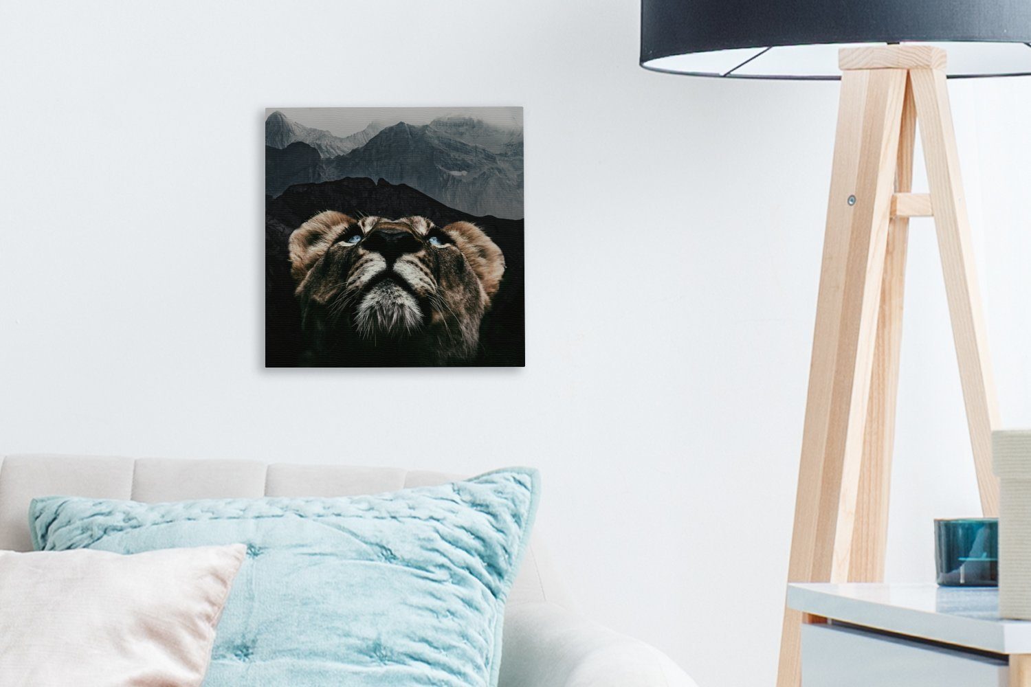 Tiger OneMillionCanvasses® - Tiere, (1 für Schlafzimmer Bilder - St), Wohnzimmer Berg Leinwandbild Leinwand