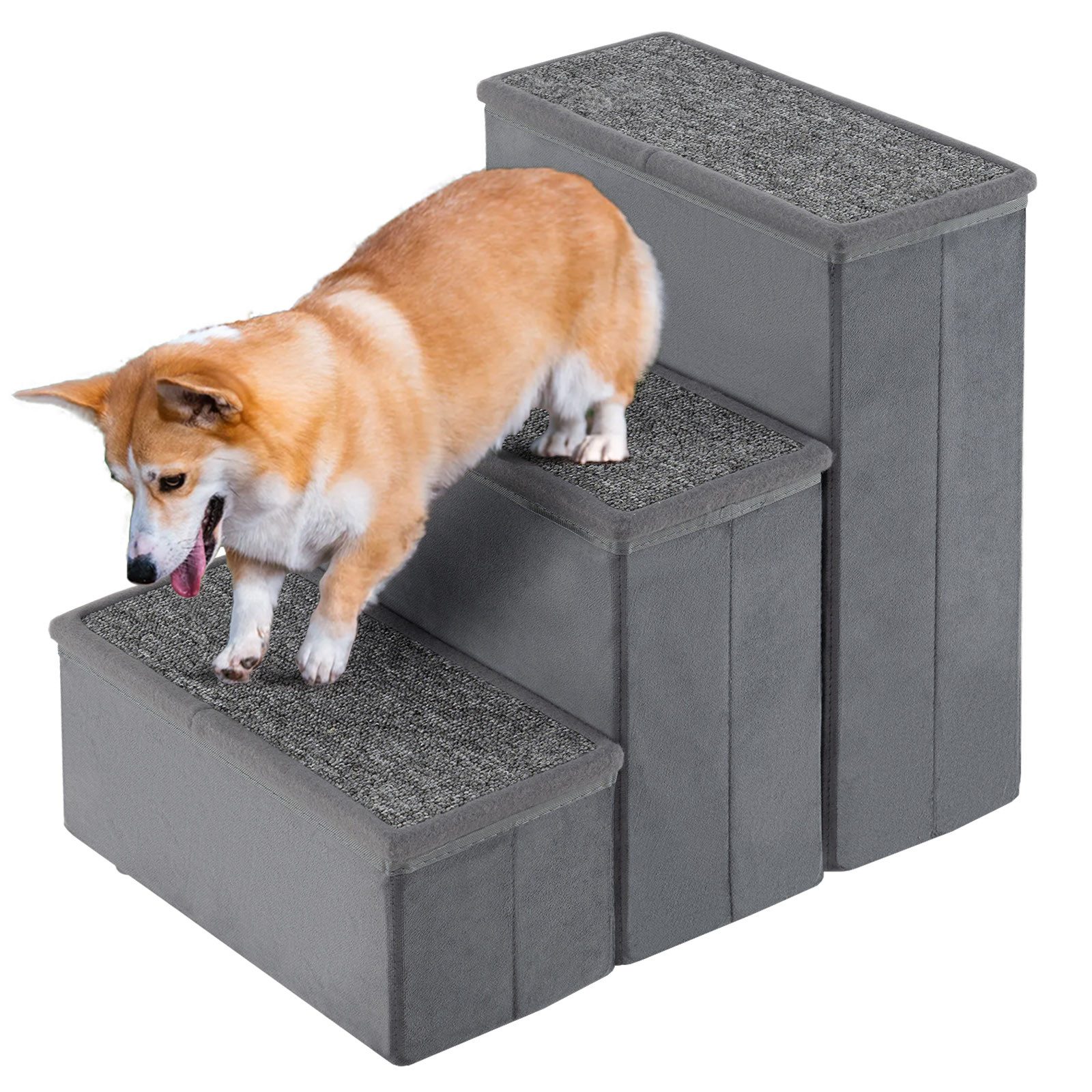 COSTWAY Haustiertreppe, 3 Stufen Hundetreppe, mit Stauraum, 51 x 39 x 45cm günstig online kaufen