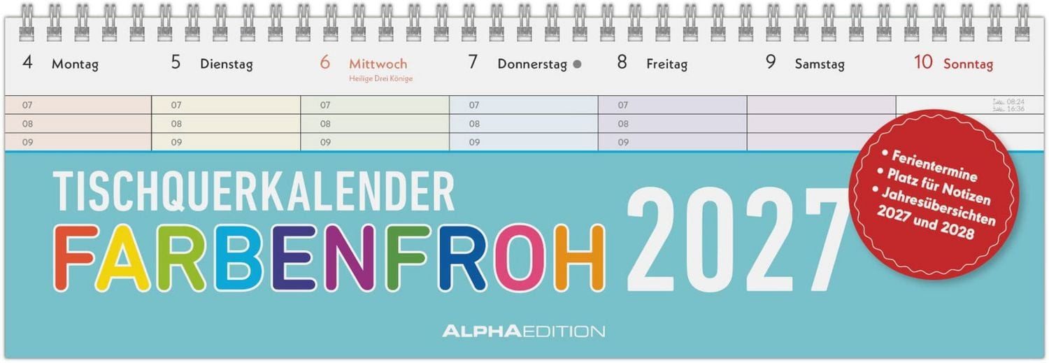 NEUMANN Querkalender Tischquerkalender Farbenfroh 2027