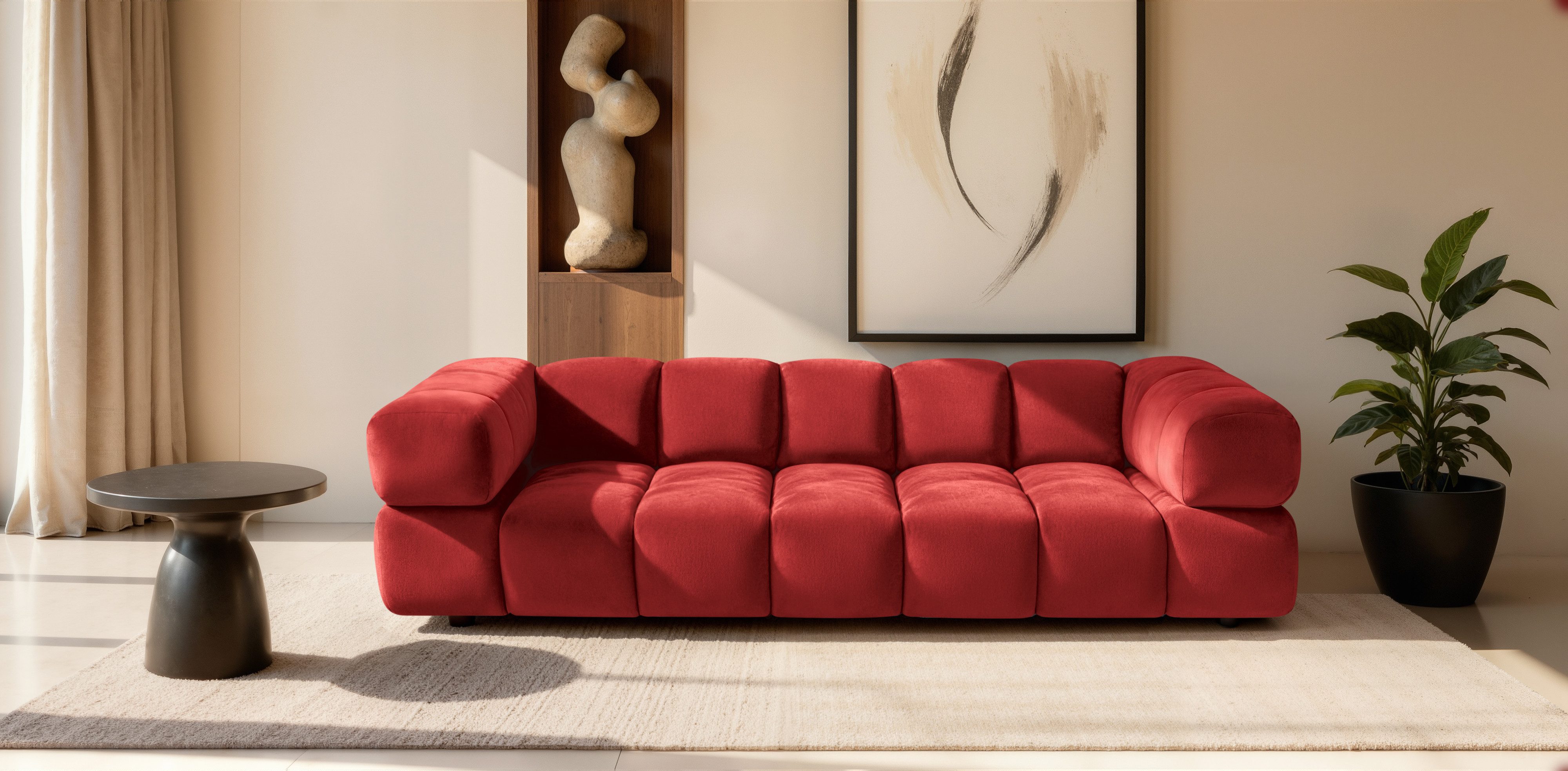 Kaiser Möbel Sofa 4-Sitzer für Wohnzimmer, Samtstoff Bluvel, Averro, 4-Sitzer, Edler Samt-Look mit leichtem Glanz, 4-Sitzer-Sofa für große Wohnräume