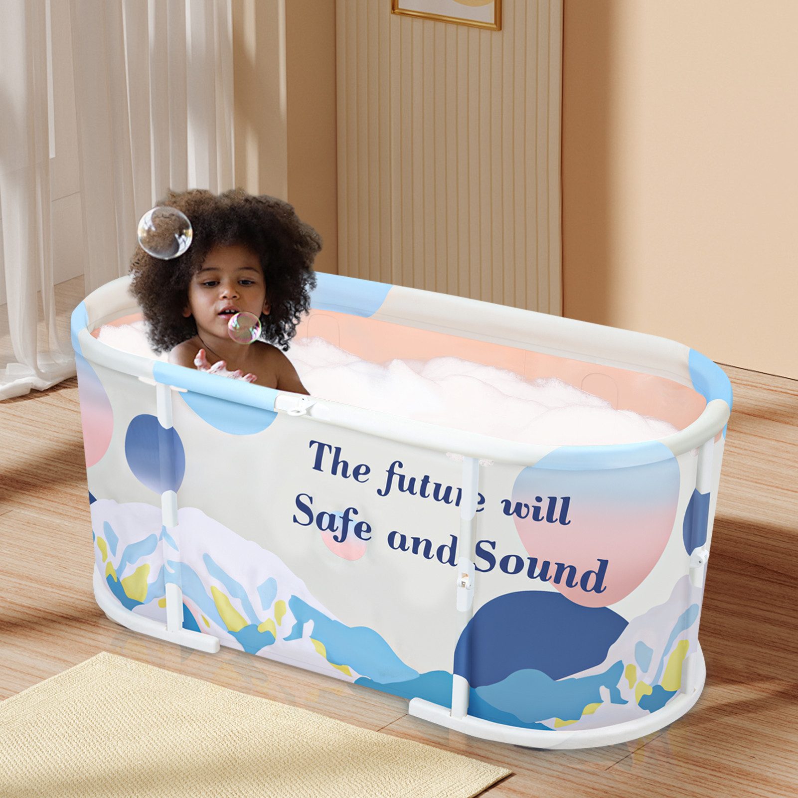 Rutaqian Badewanne Faltbare Badewanne, Erwachsene Tragbarer mit Metallrahmen, (Badewanne Kann Frei Eingebaut Werden mit Abdeckung,Verdickt,Einziehbar, 1-tlg), Großer Familie Badewanne für SPA, Dampfeimer für Sauna, Eisbad