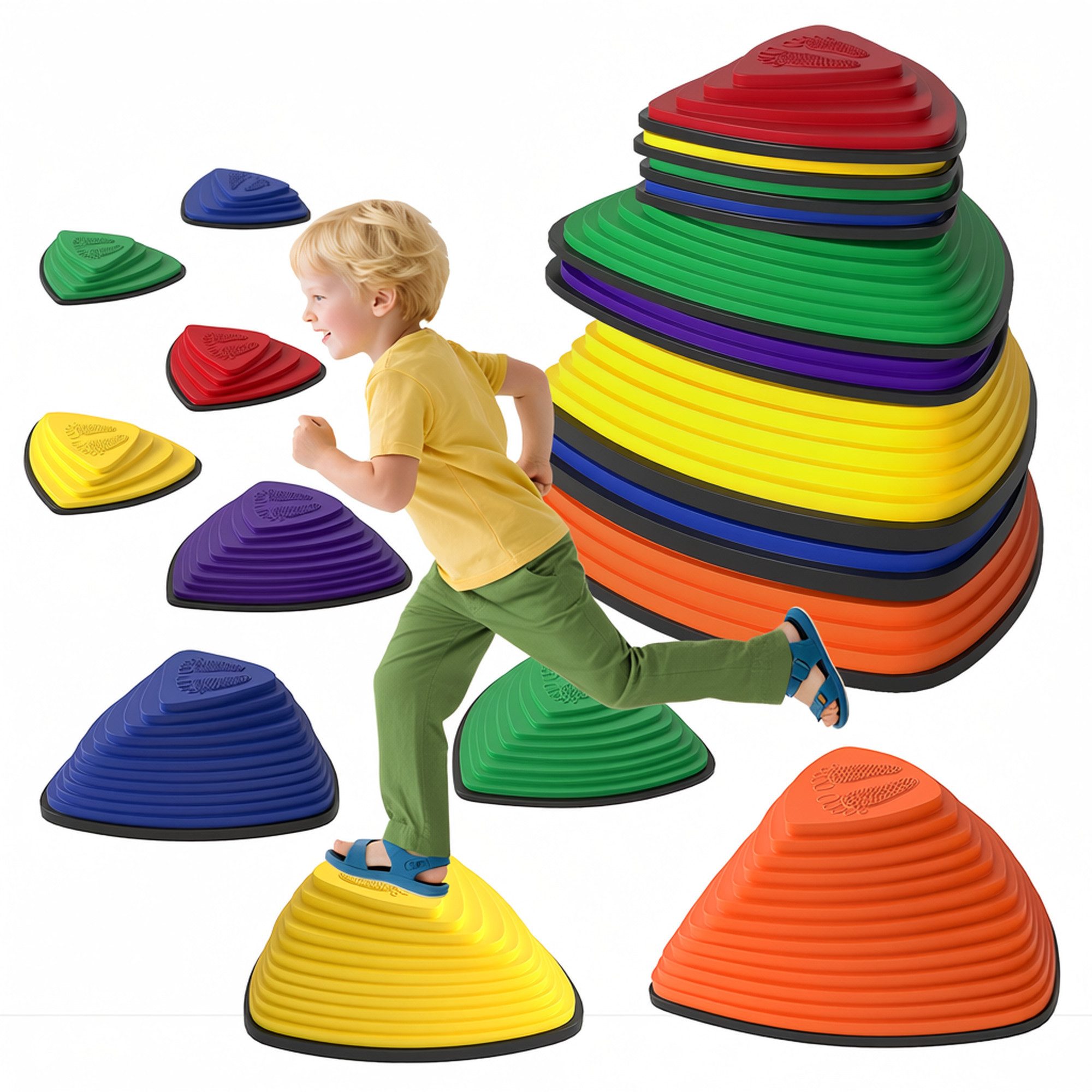 AIYAPLAY Stapelspielzeug Balanciersteine Rutschfeste Sensorisches Spielzeug Gleichgewicht, (Flusssteine, 9-tlg), für Indoor, Outdoor für Kinder 3-8 Jahren